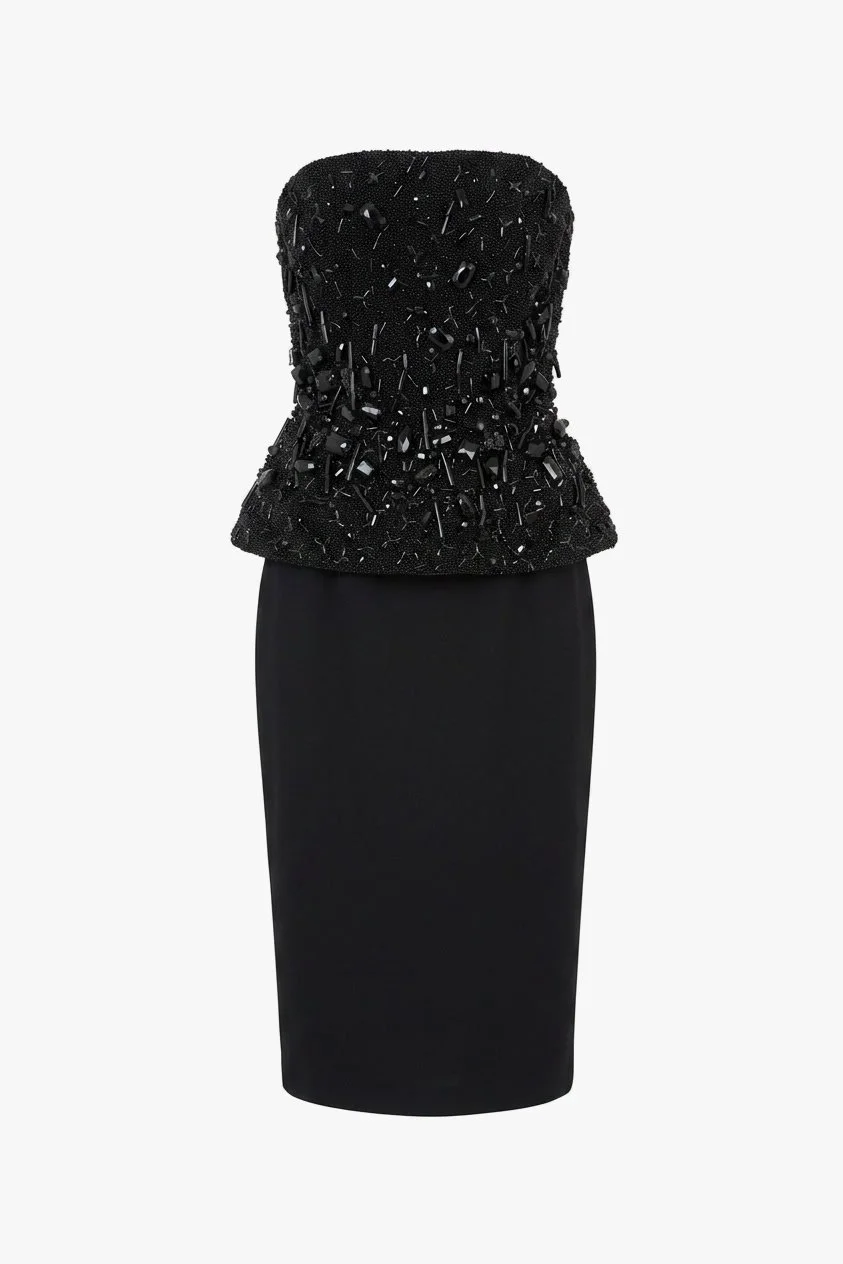 Cushnie Et Ochs Fall 2011 runway look 32. Black hand-embroidered midi dress.