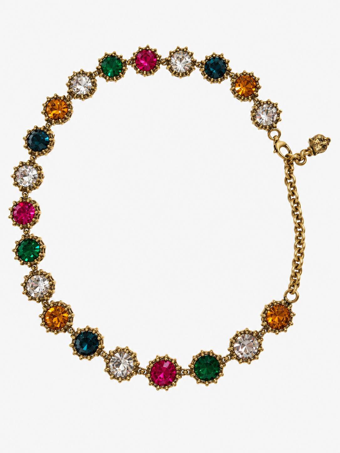 Gucci Multicolor Crystal Gemstone Necklace.
