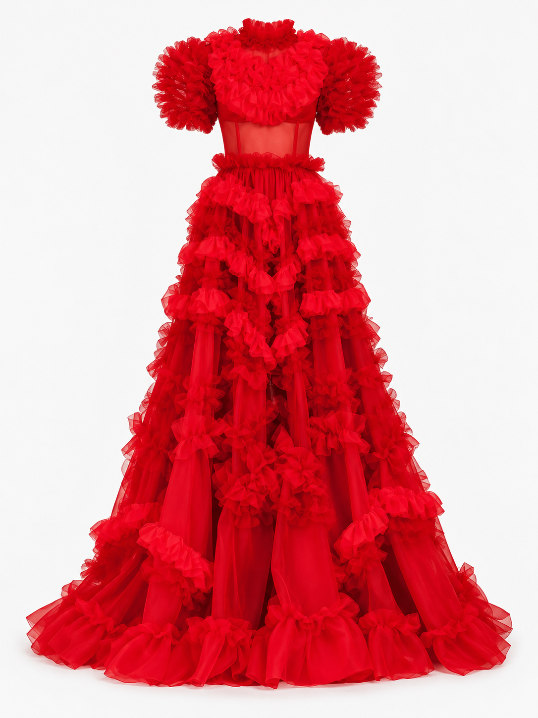 QUEEN OF HEARTS: Dolce & Gabbana F/W 2018 Red Tulle Gown. Size US 2. 