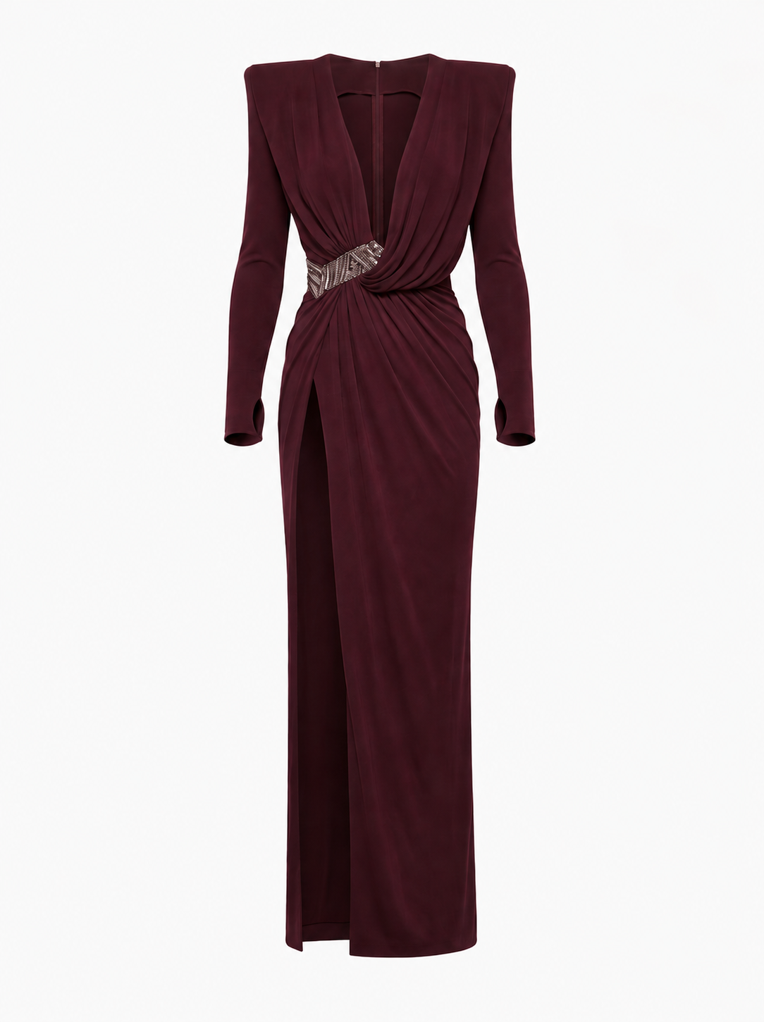 Zuhair Murad F/W 2021 Plum Draped Jersey Gown. US Size 8.