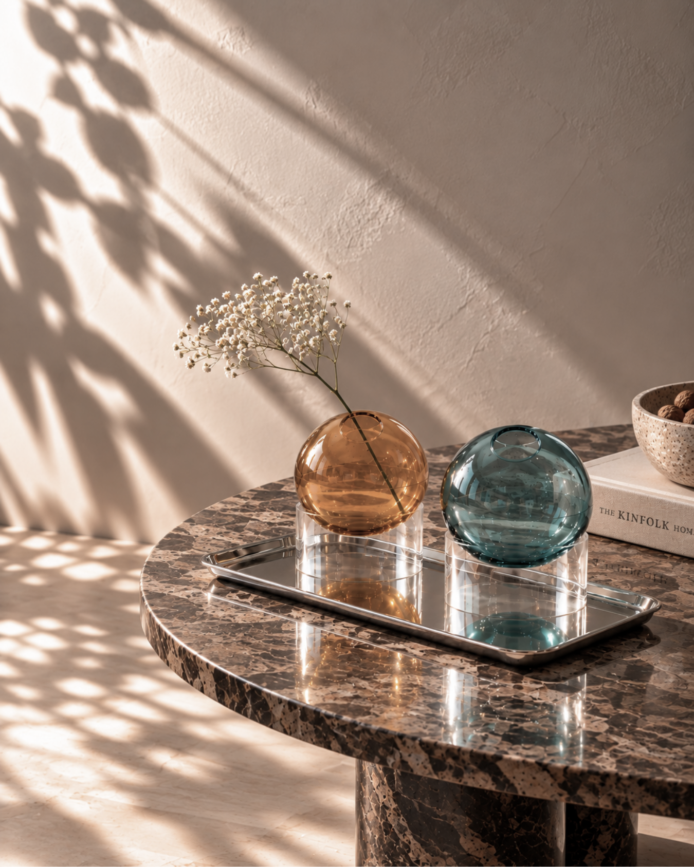 Bubble Bud Vases & Stainless Steel Tray Gift Set