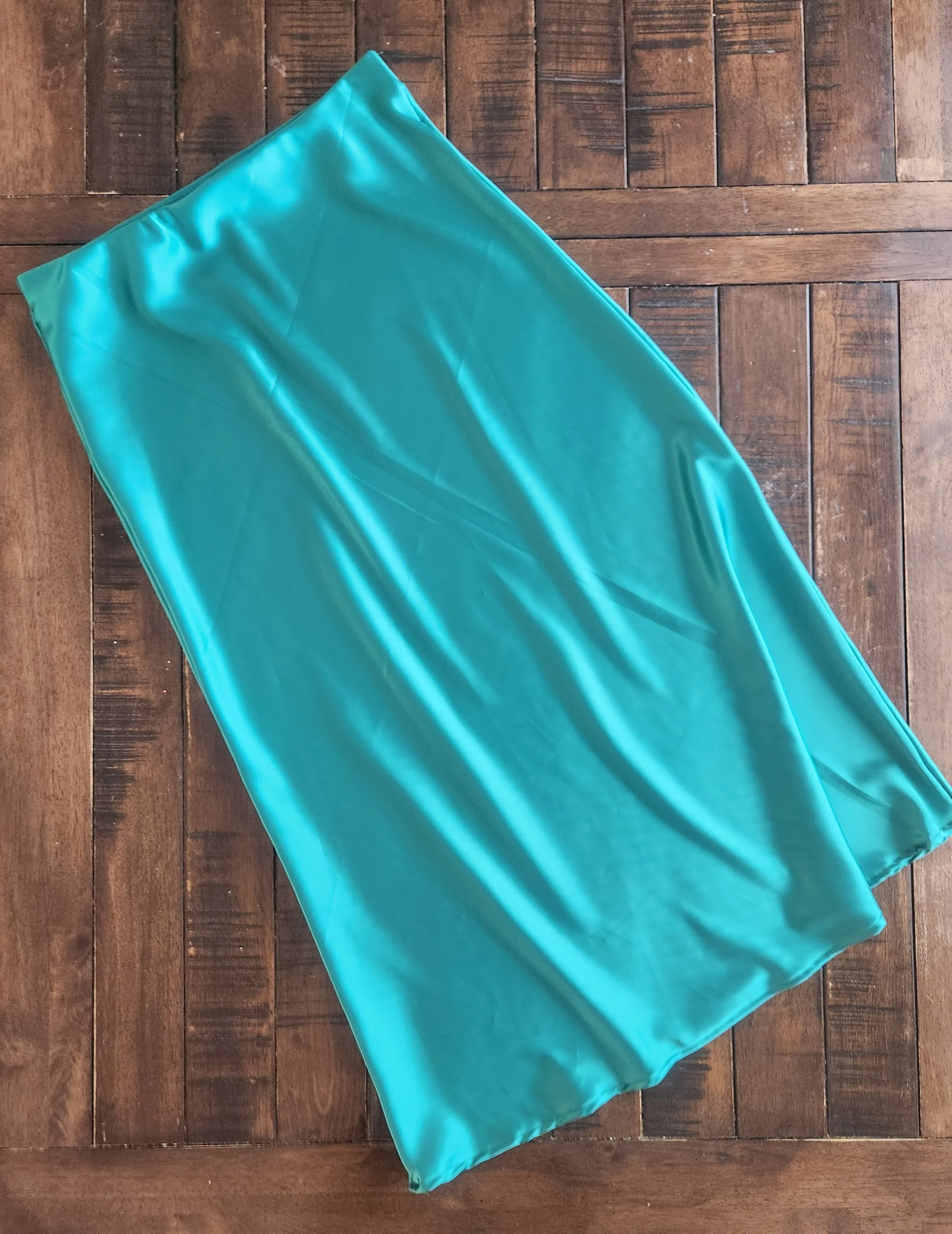 (original collection) Green teal satin long skirt (size M)