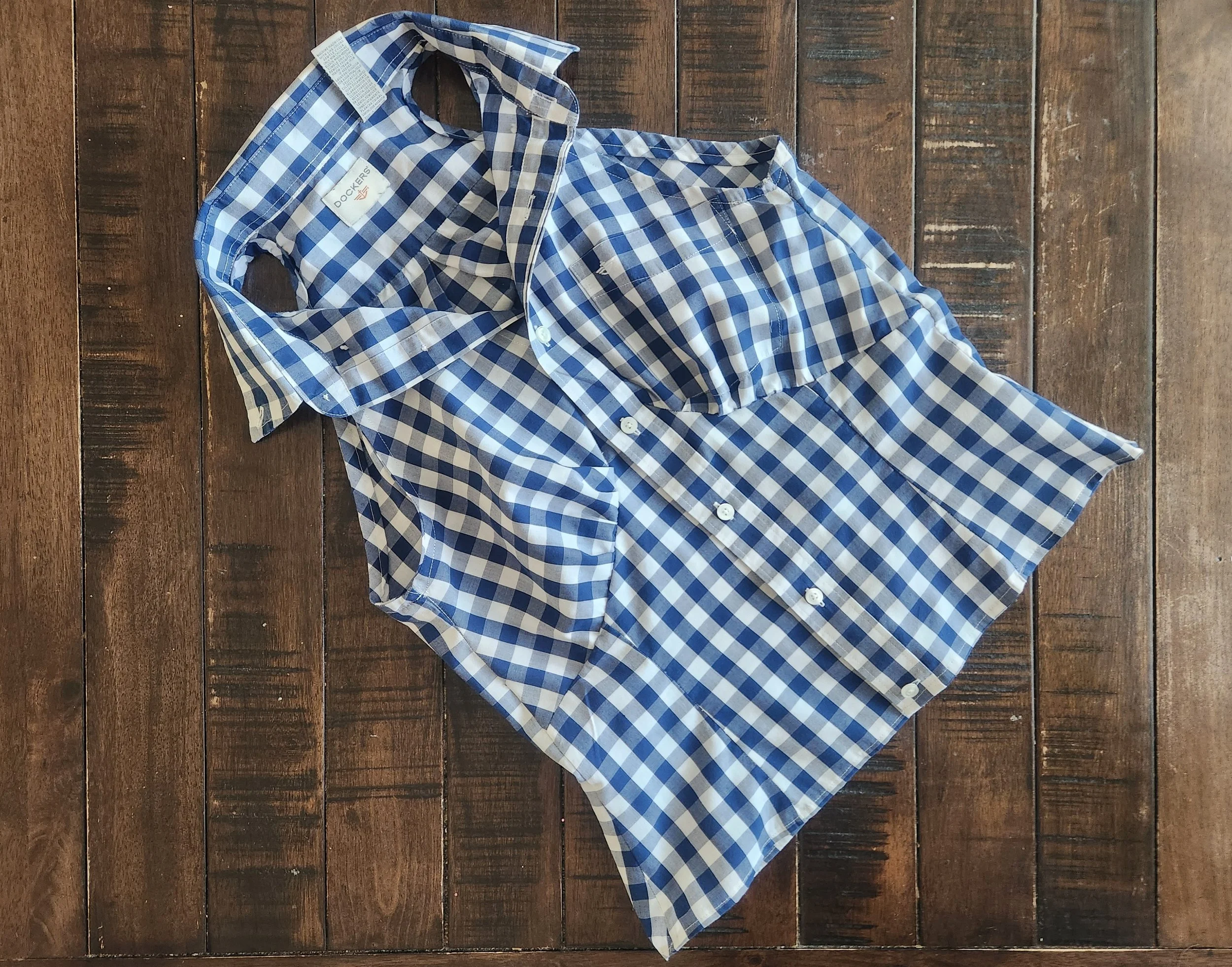 (re: collection) Navy and white gingham boyfriend-to-girlfriend blouse (size S)