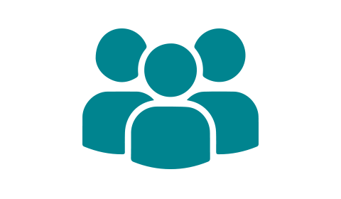 Icon of three people, representing a group or team.