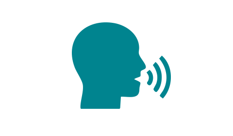 Silhouette of a person speaking with sound waves coming from their mouth