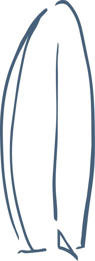Minimalist line drawing of a closed umbrella with a curved handle and pointed tip.
