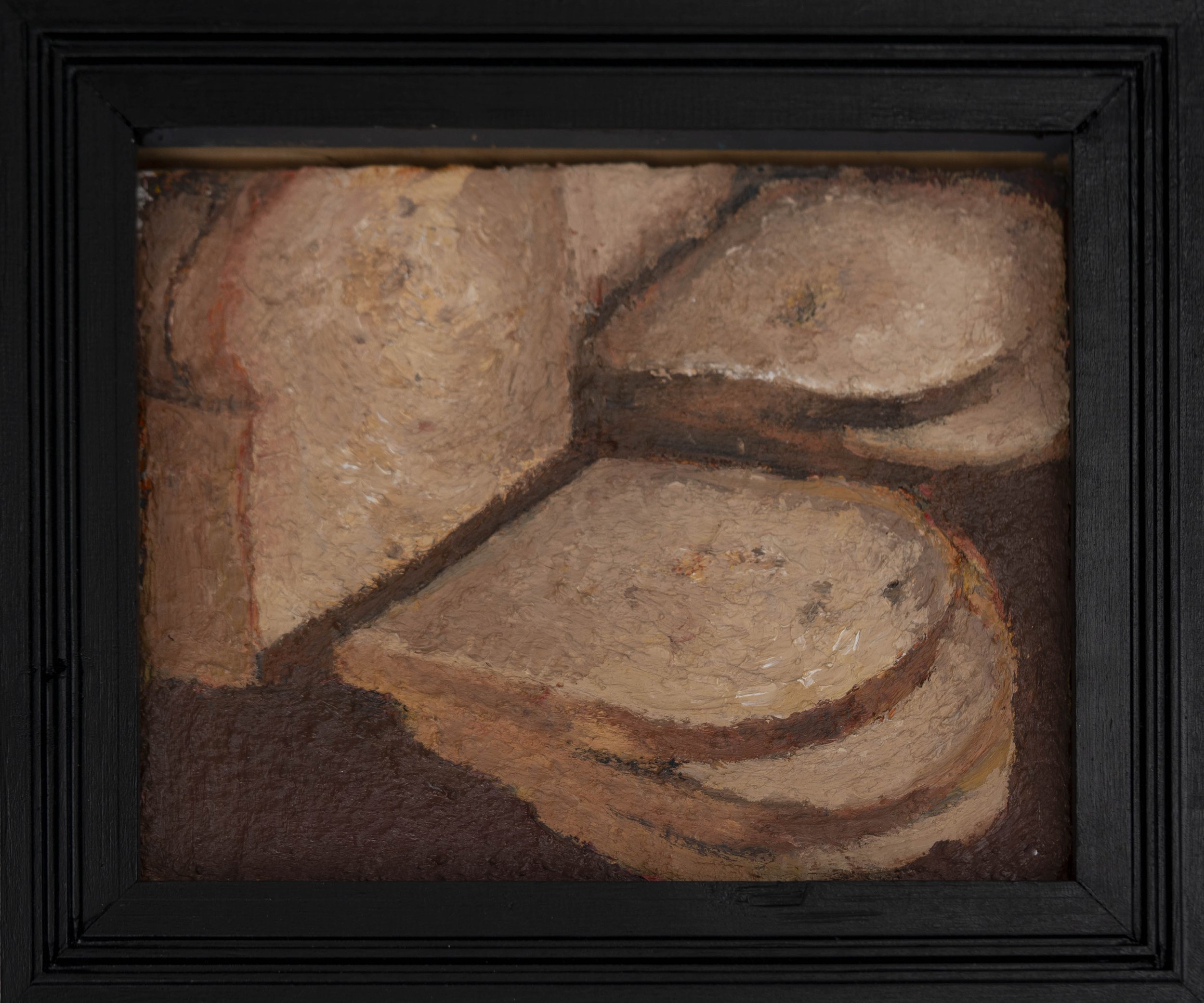 A framed painting of sliced bread loaf.