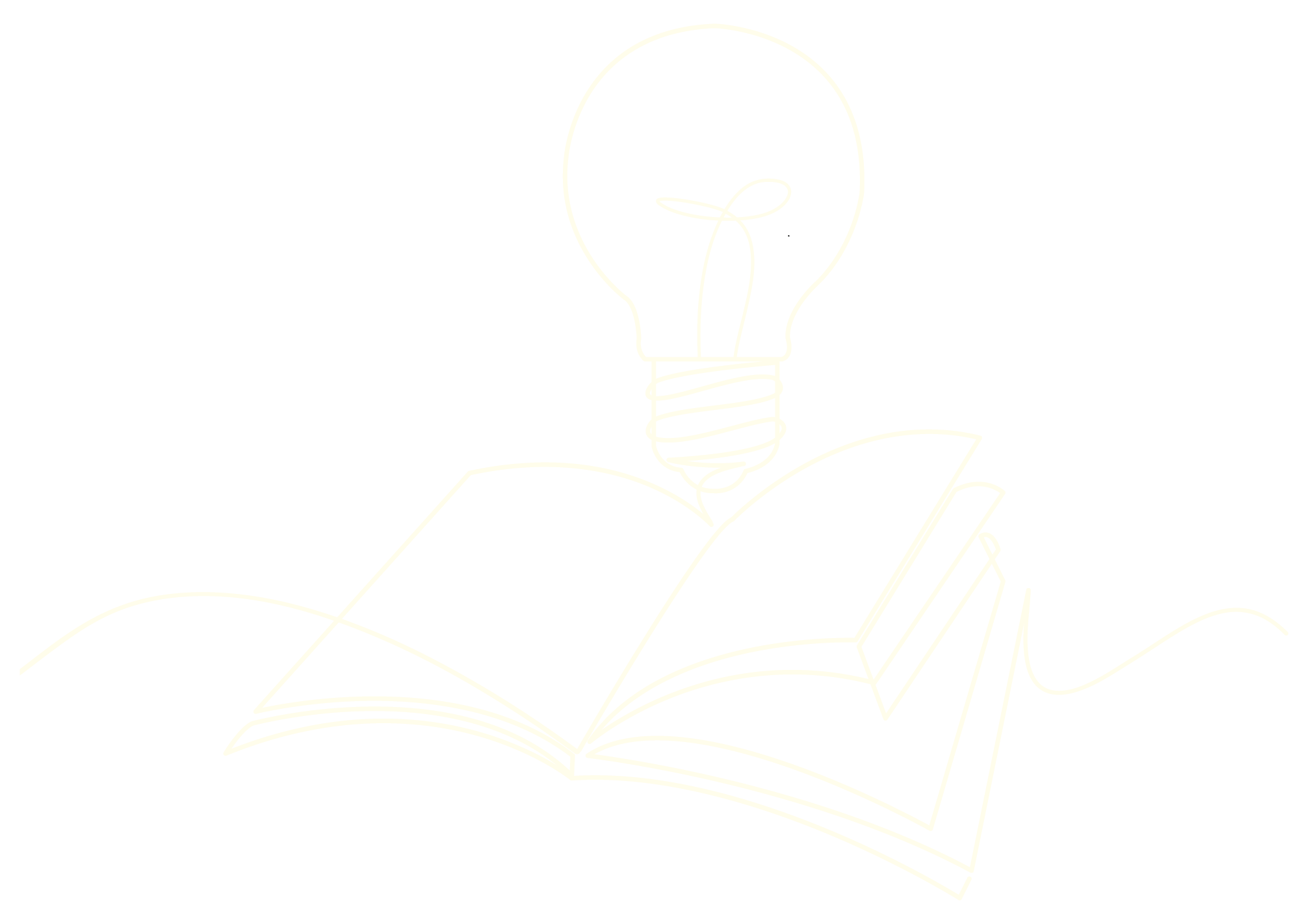 A minimalist line art illustration of a person holding an open book, with a light bulb above their head symbolizing ideas or knowledge.