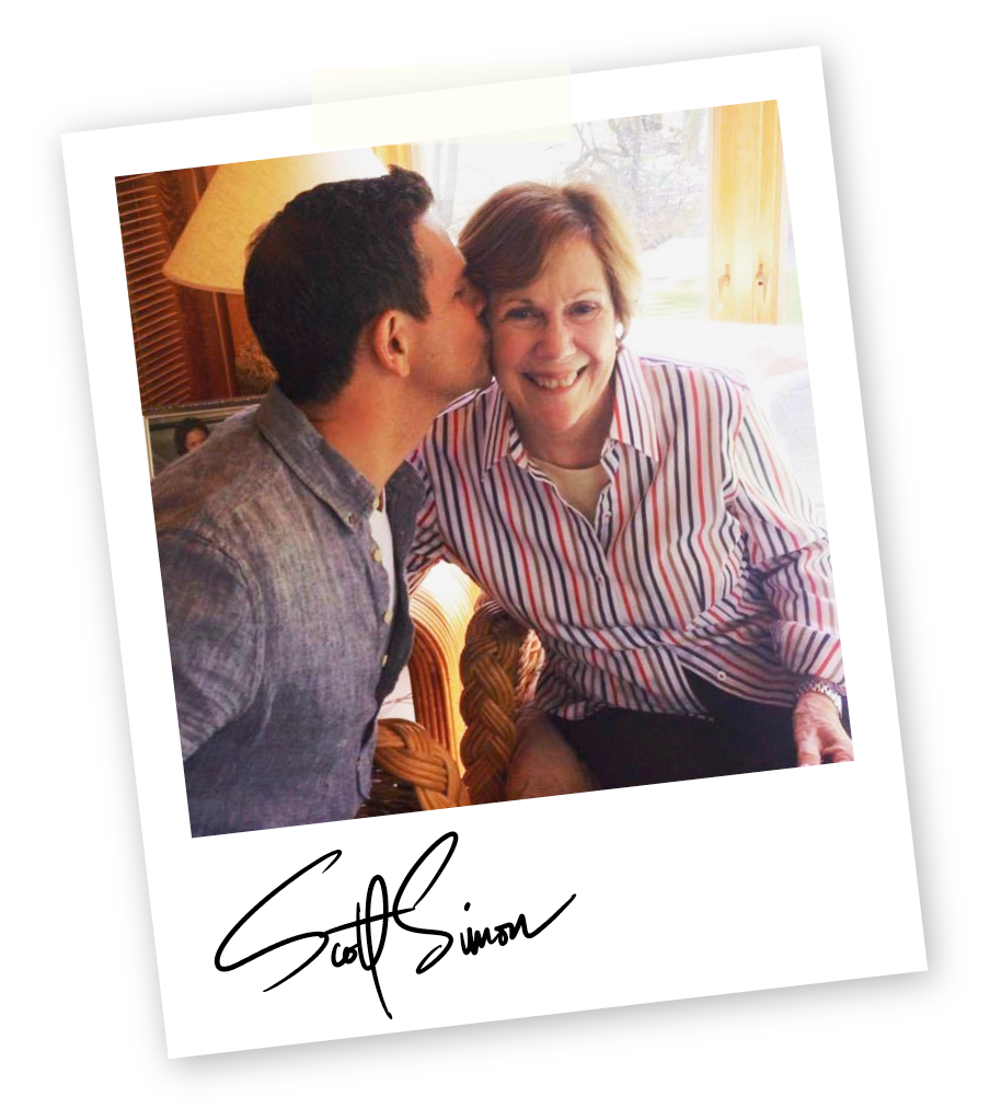 Polaroid picture of Scott Simon and his mother.