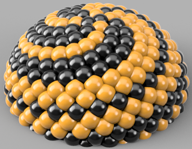 A two-color dome of black and yellow seeds, rendered in Fusion