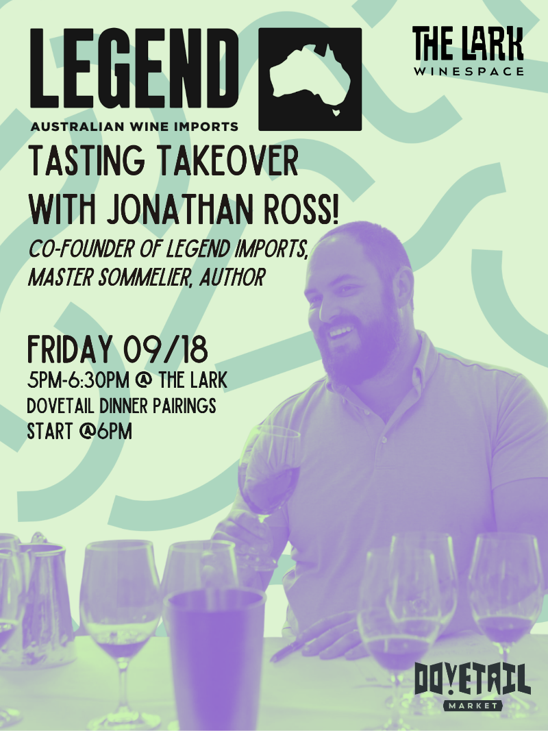 Legend Imports Tasting Takeover at The Lark with special food pairings from Dovetail Market