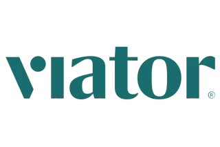 Close-up of the Viator logo in teal and black text.