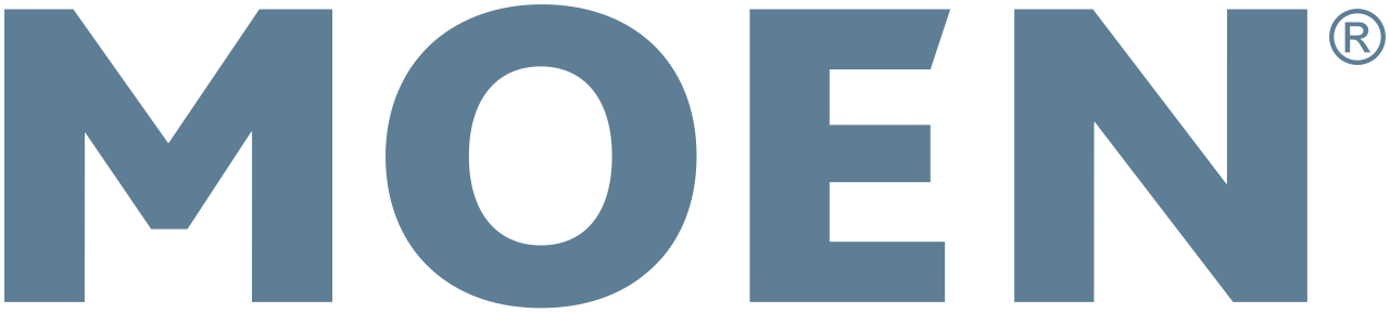 MOEN logo in large, bold, blue letters.