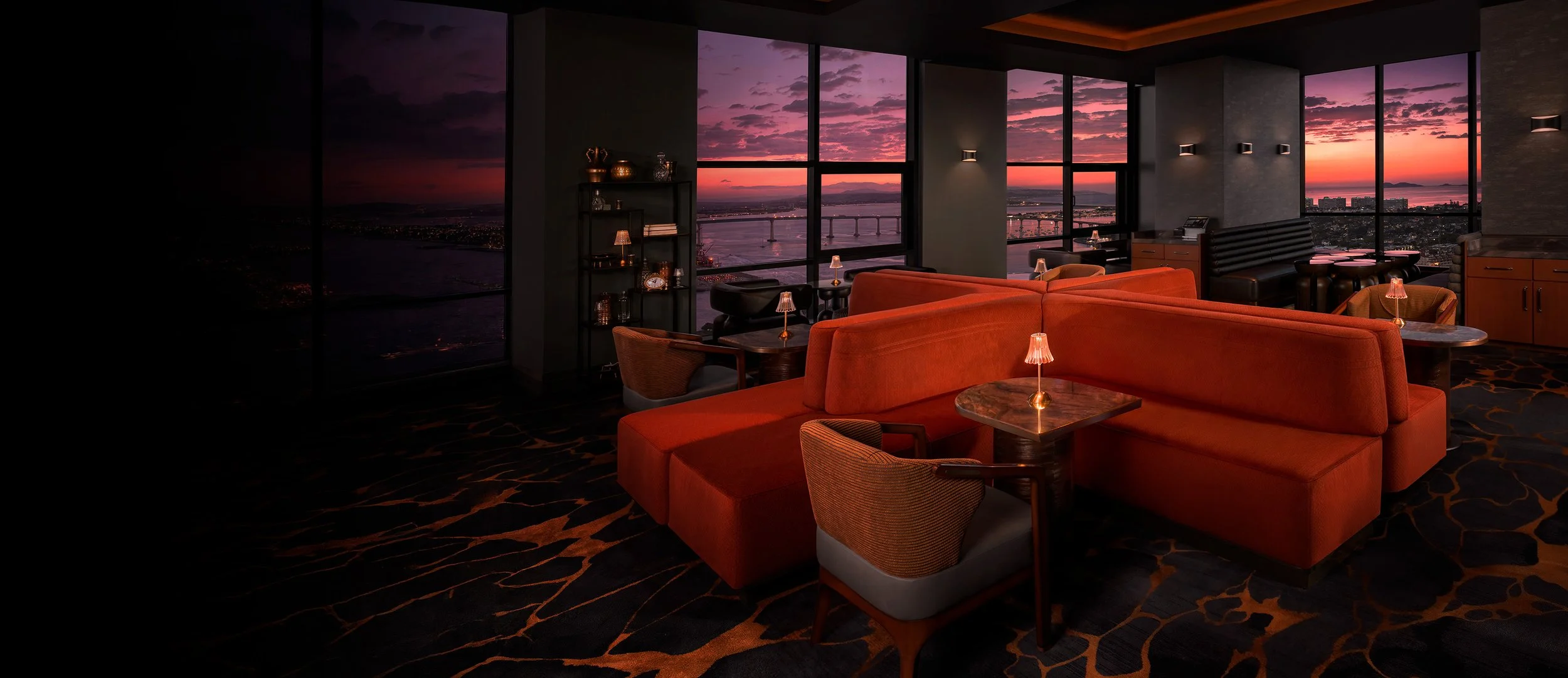    Elevated Cocktails. Remarkable Views.   High above San Diego Bay, Top of the Hyatt pairs panoramic views with rotating menu concepts, an award-winning wine program, and a setting made for lingering over it all.  
