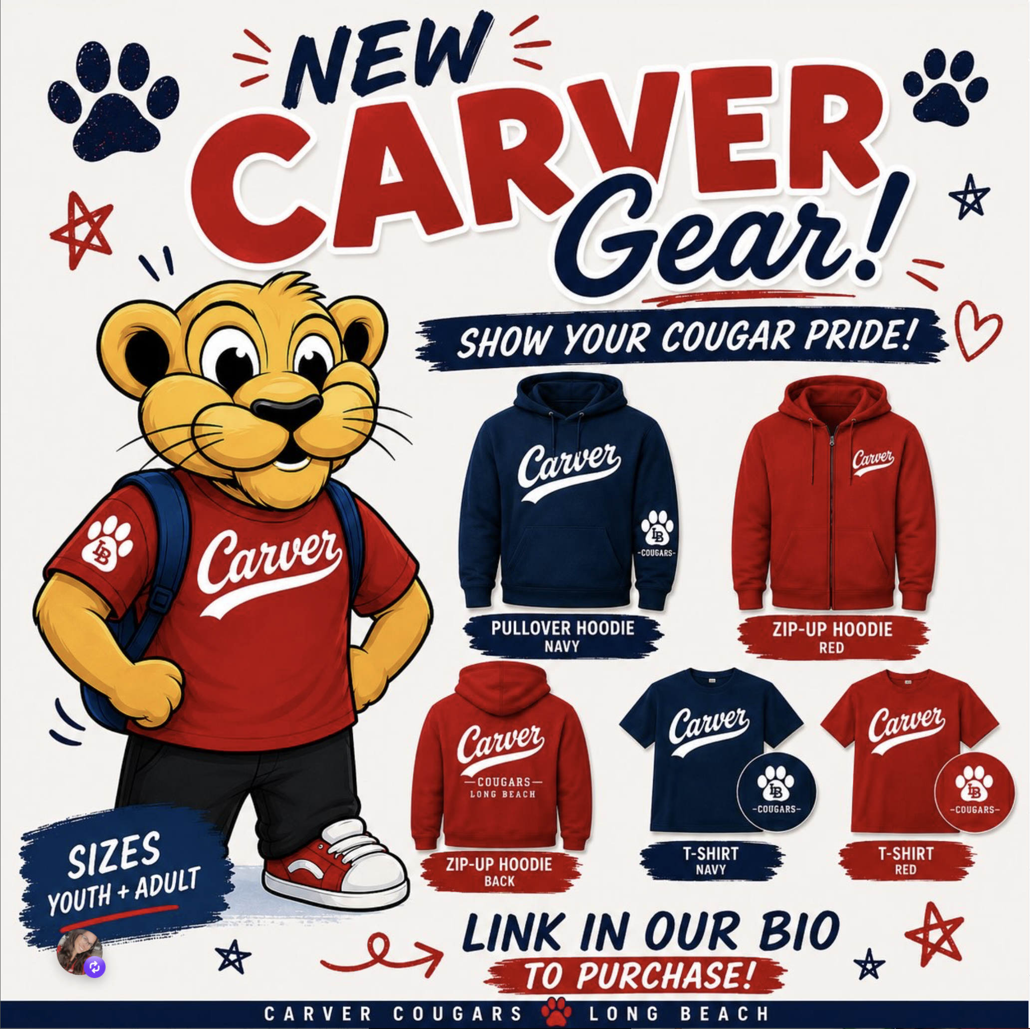 🎉 A brand new CarverWear design is almost here! 🐾❤️💙