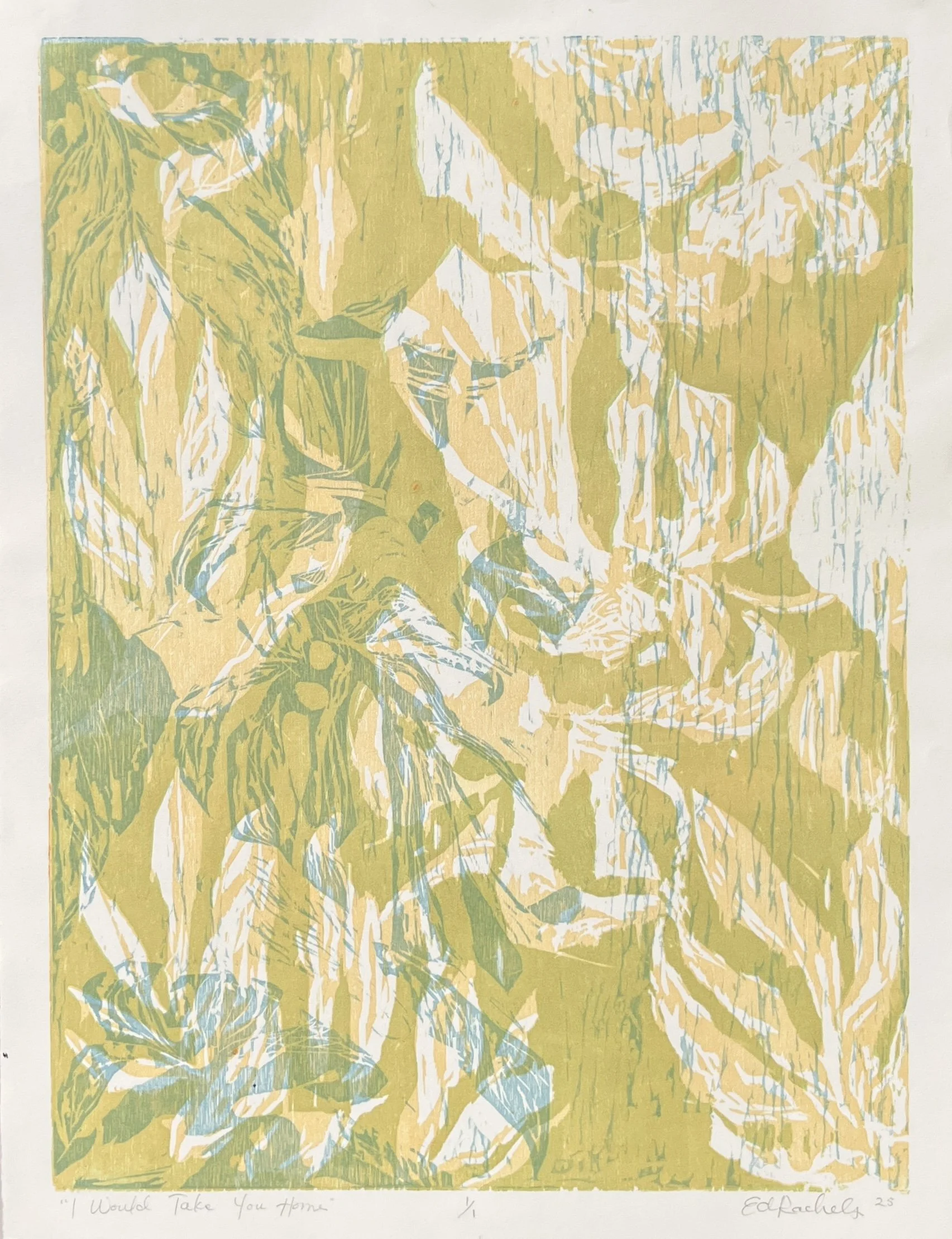I Would Take You Home - Tricolor Woodcut Print