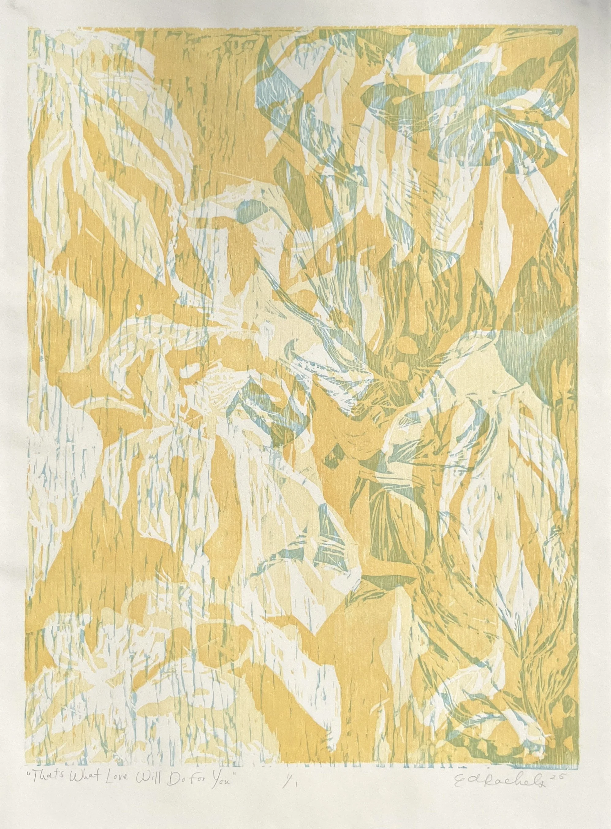 That's What Love Will Do For You - Tricolor Woodcut Print