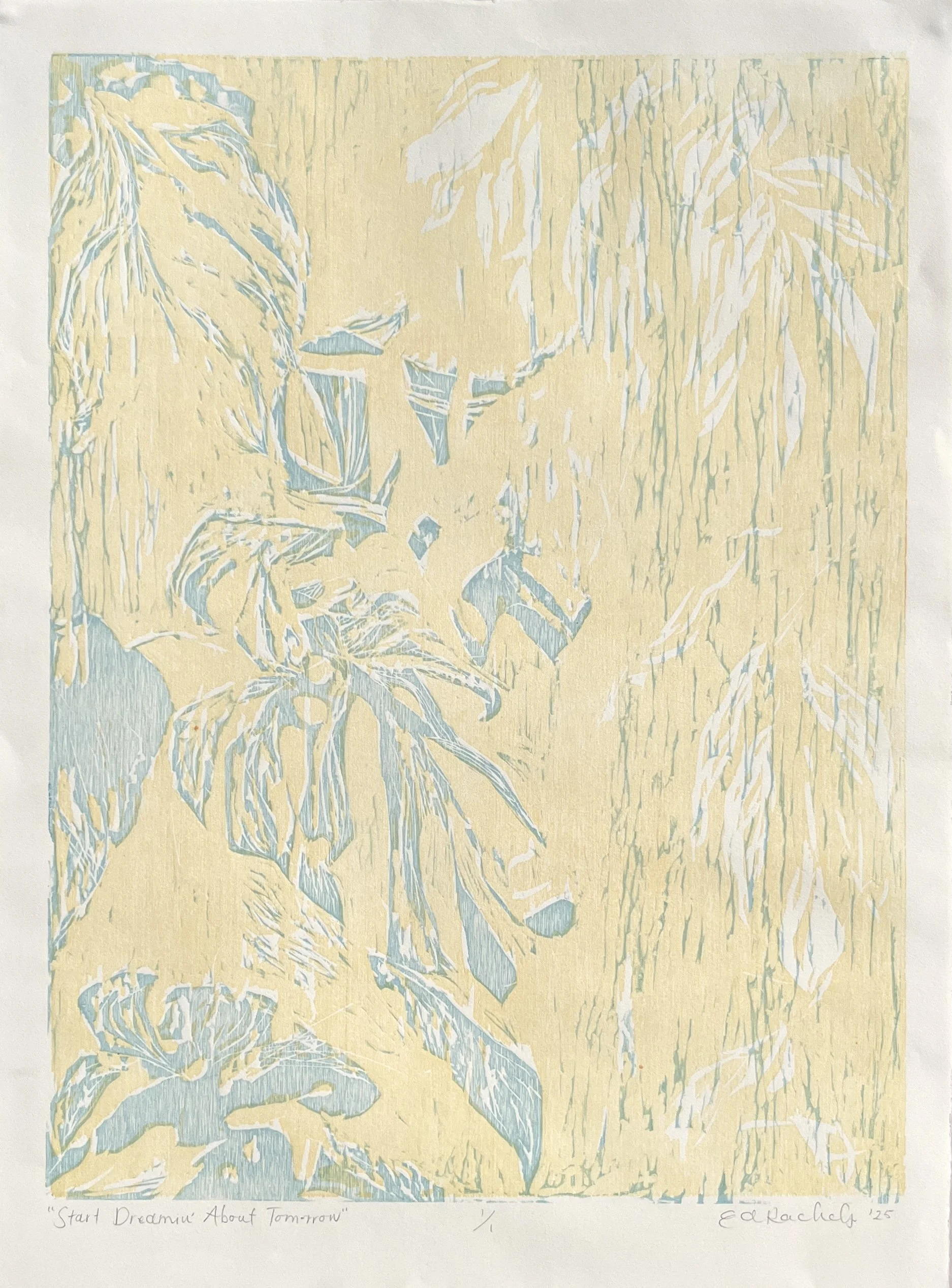 Start Dreamin' About Tomorrow - Two Color Woodcut Print
