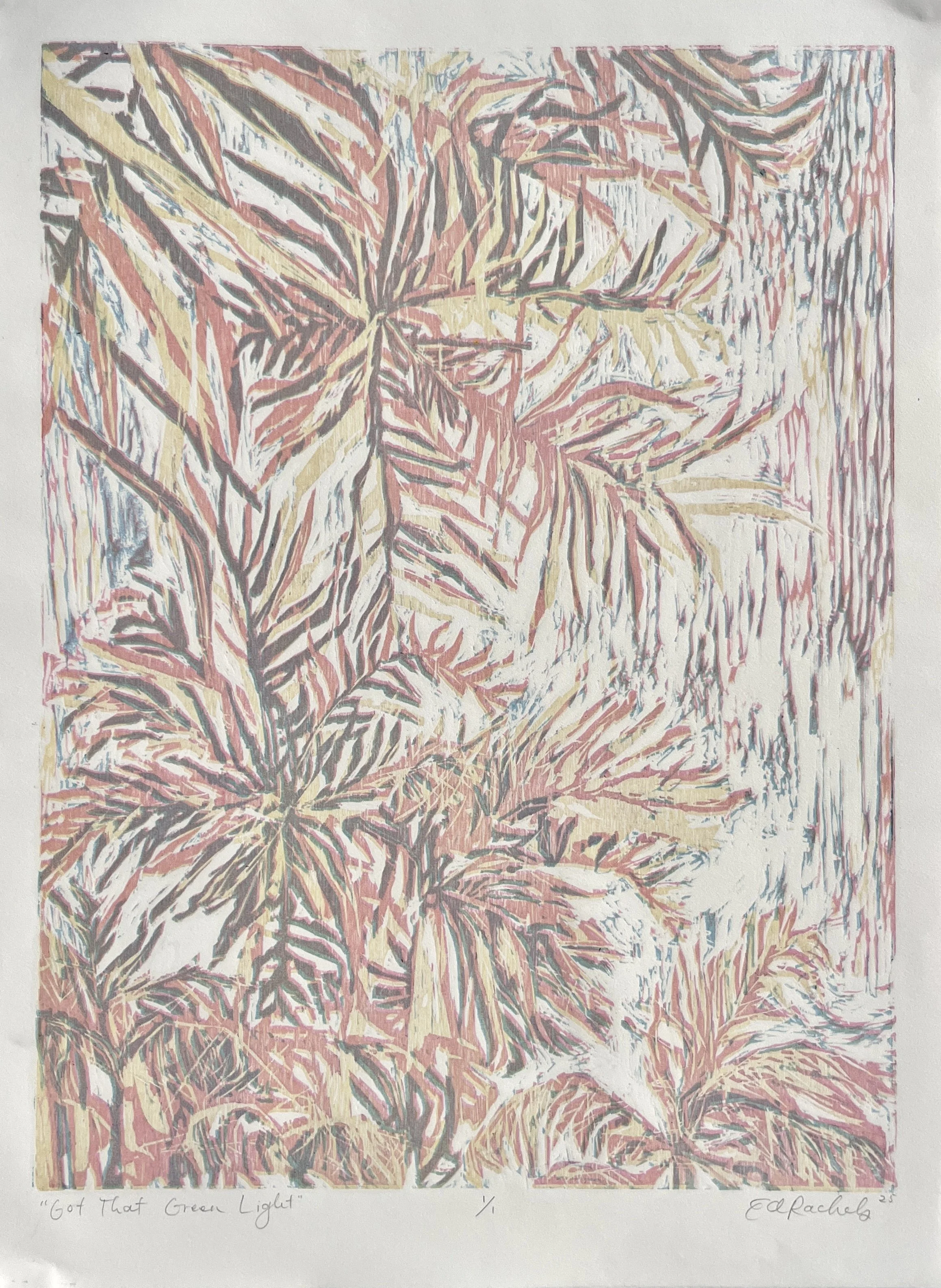 Got That Green Light - Three Color Woodcut Print