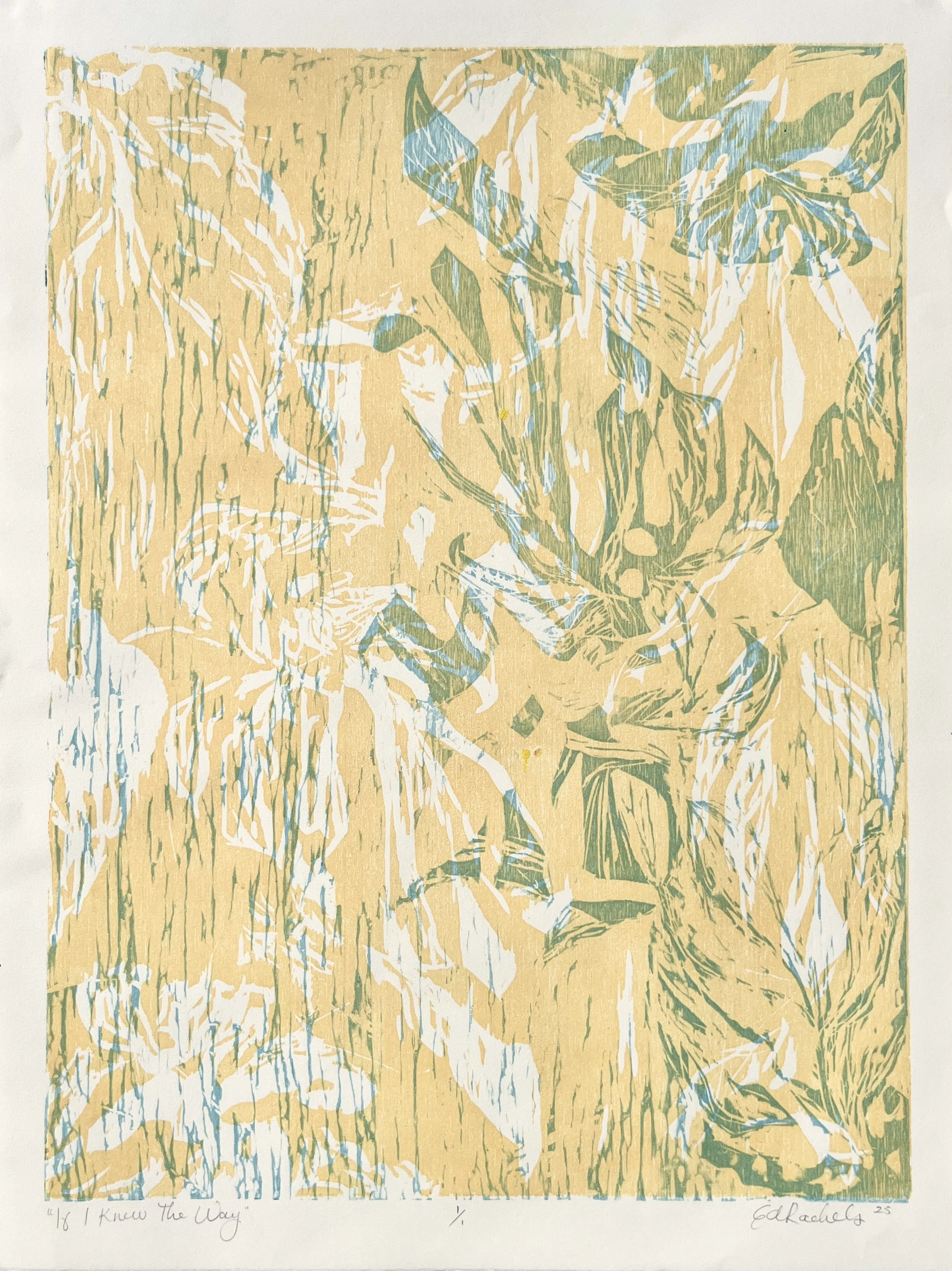If I Knew the Way - Two Color Woodcut Print