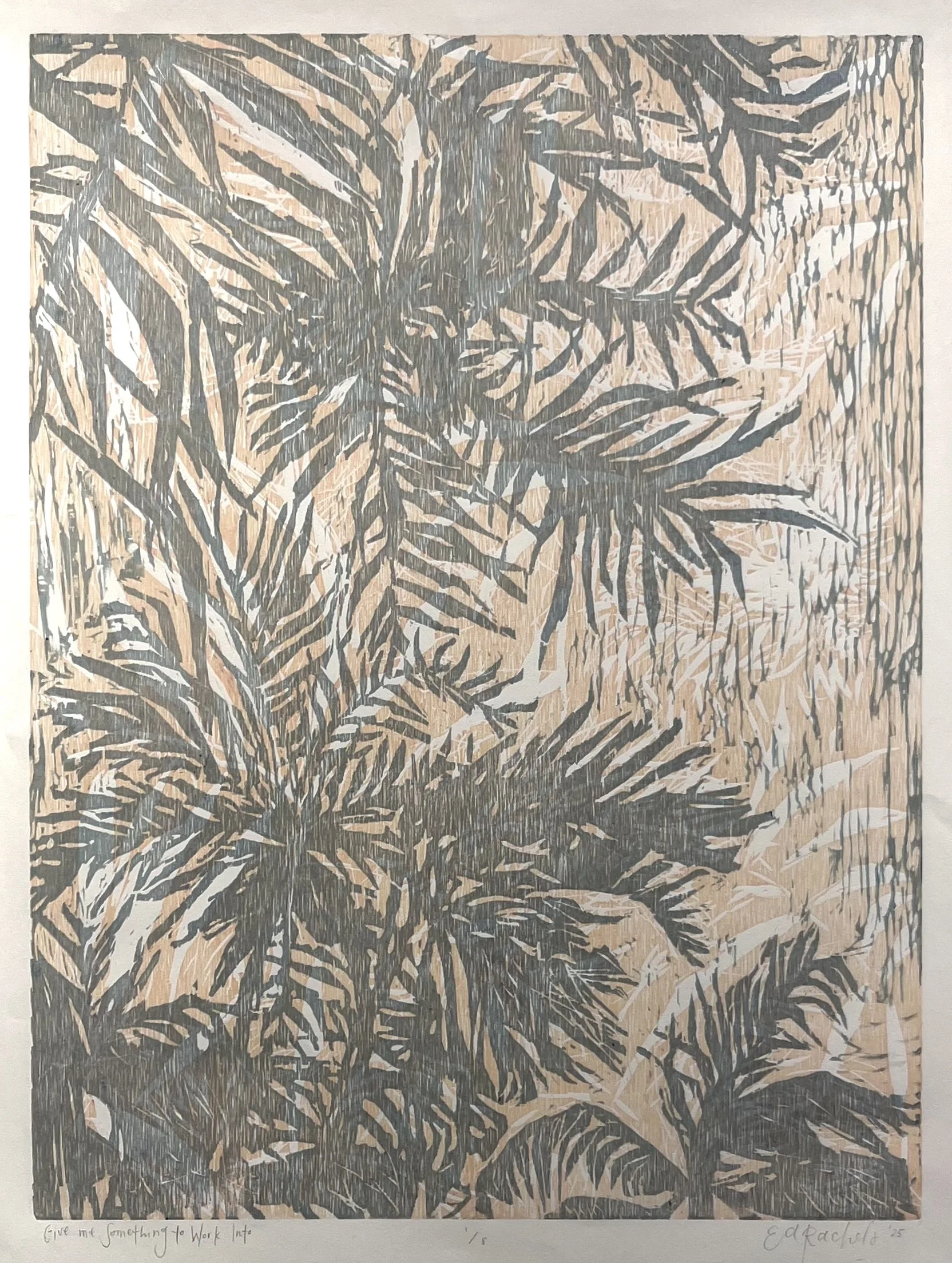 Give Me Something to Work Into - Two Color Woodcut Print