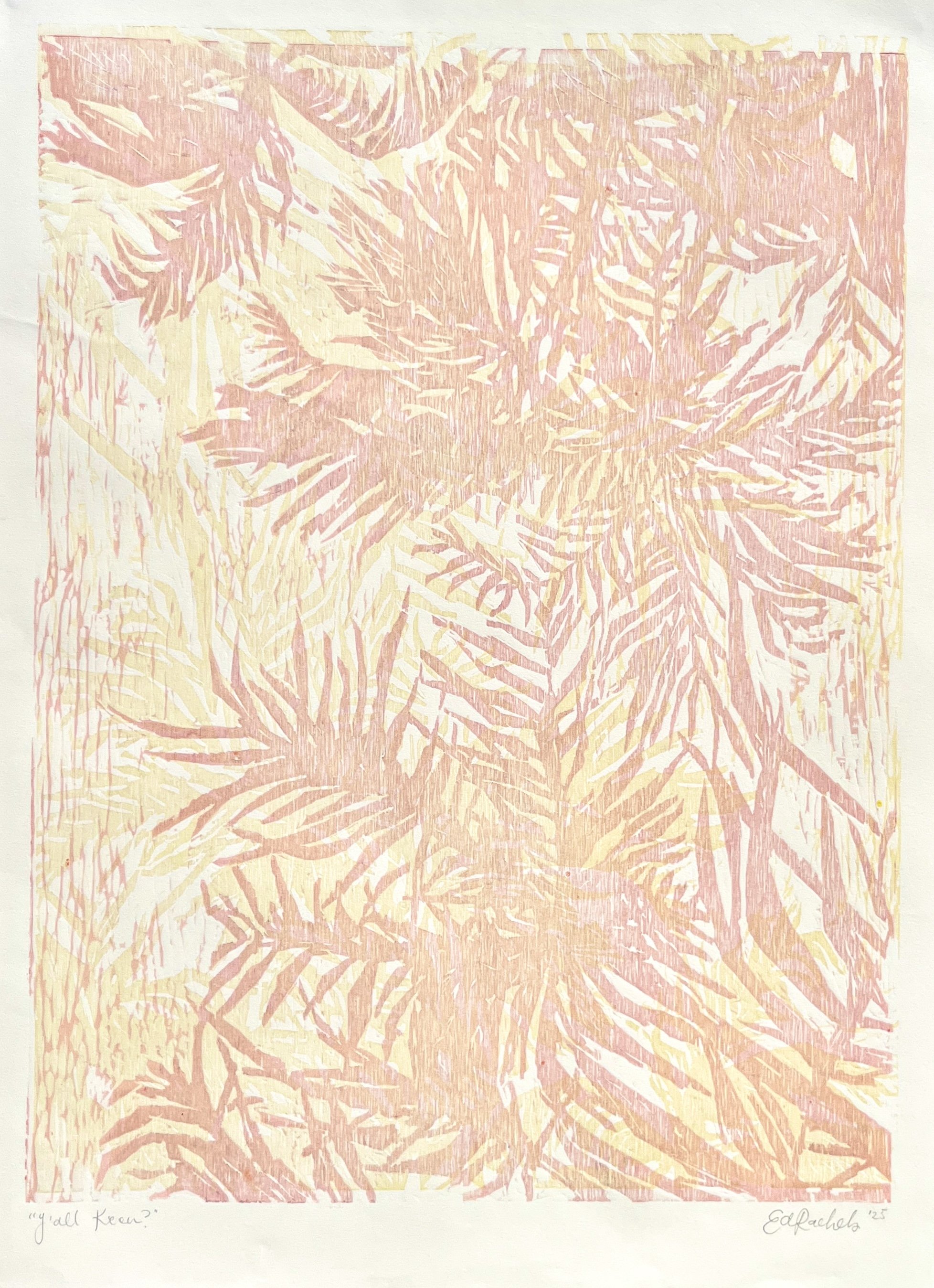 Y'all Keen? - Two Color Woodcut Print