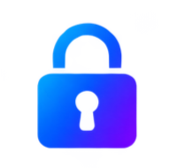 Blue lock icon with an open shackle