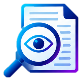 Icon of a document with a magnifying glass and an eye symbol, representing document review or surveillance.