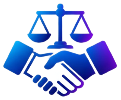 Icon of two hands shaking with a scale balanced on top.