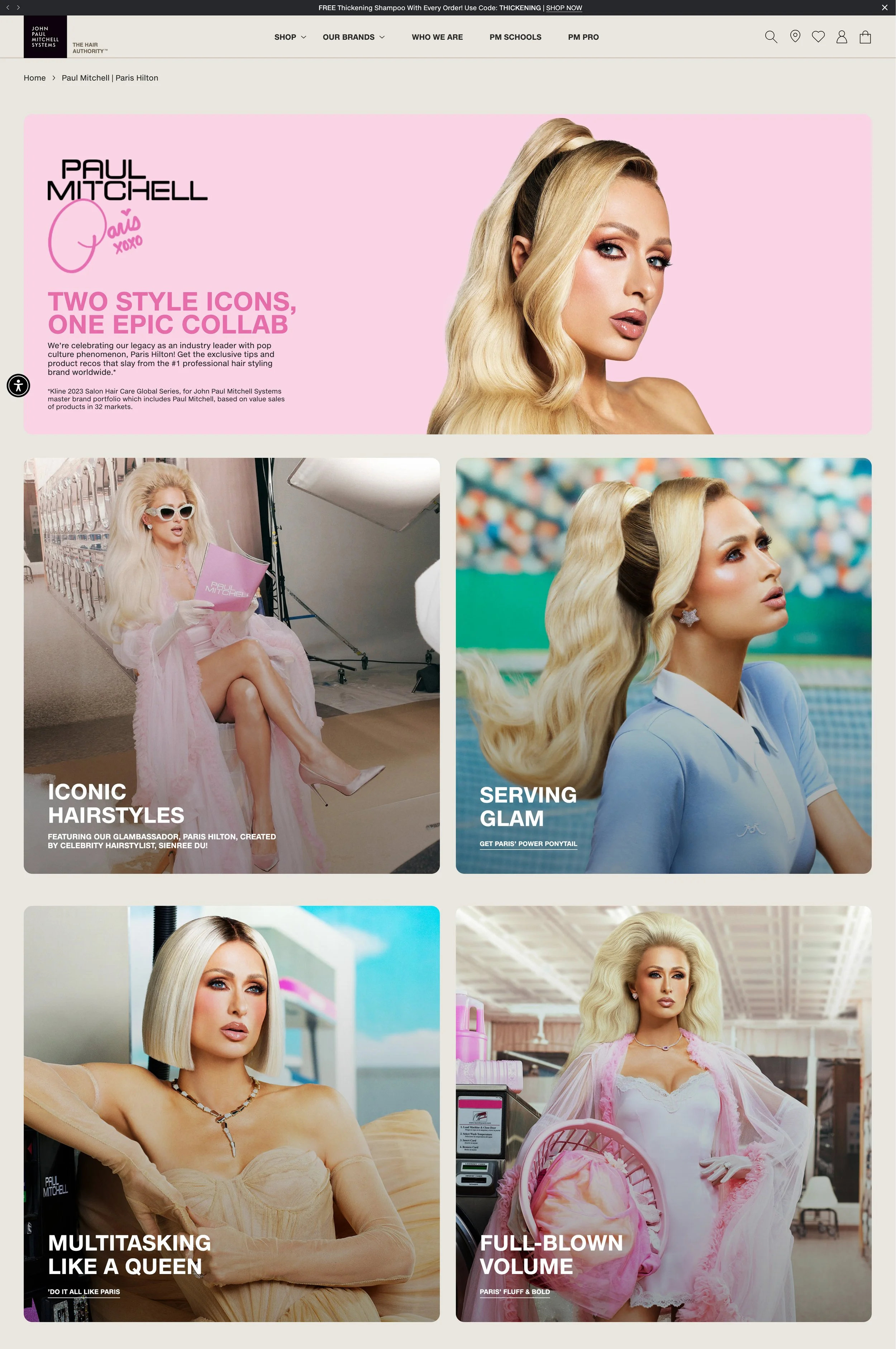 A webpage displaying celebrity hairstyling images and tips, featuring a woman with long, blonde, voluminous hair in various settings and styles, including glamorous looks and multitasking with hair accessories.