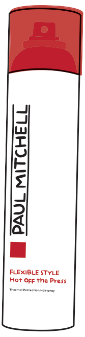 A can of Paul Mitchell hair spray with red and white packaging.