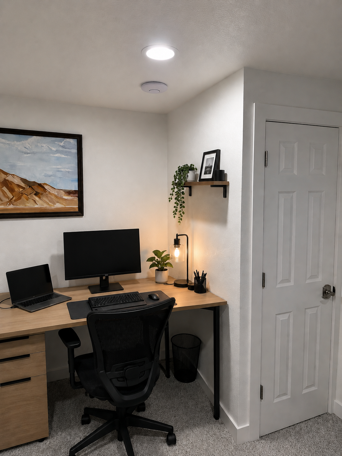 Home office with dedicated ethernet port and wireless access installed by Bridge Point Network Solutions.