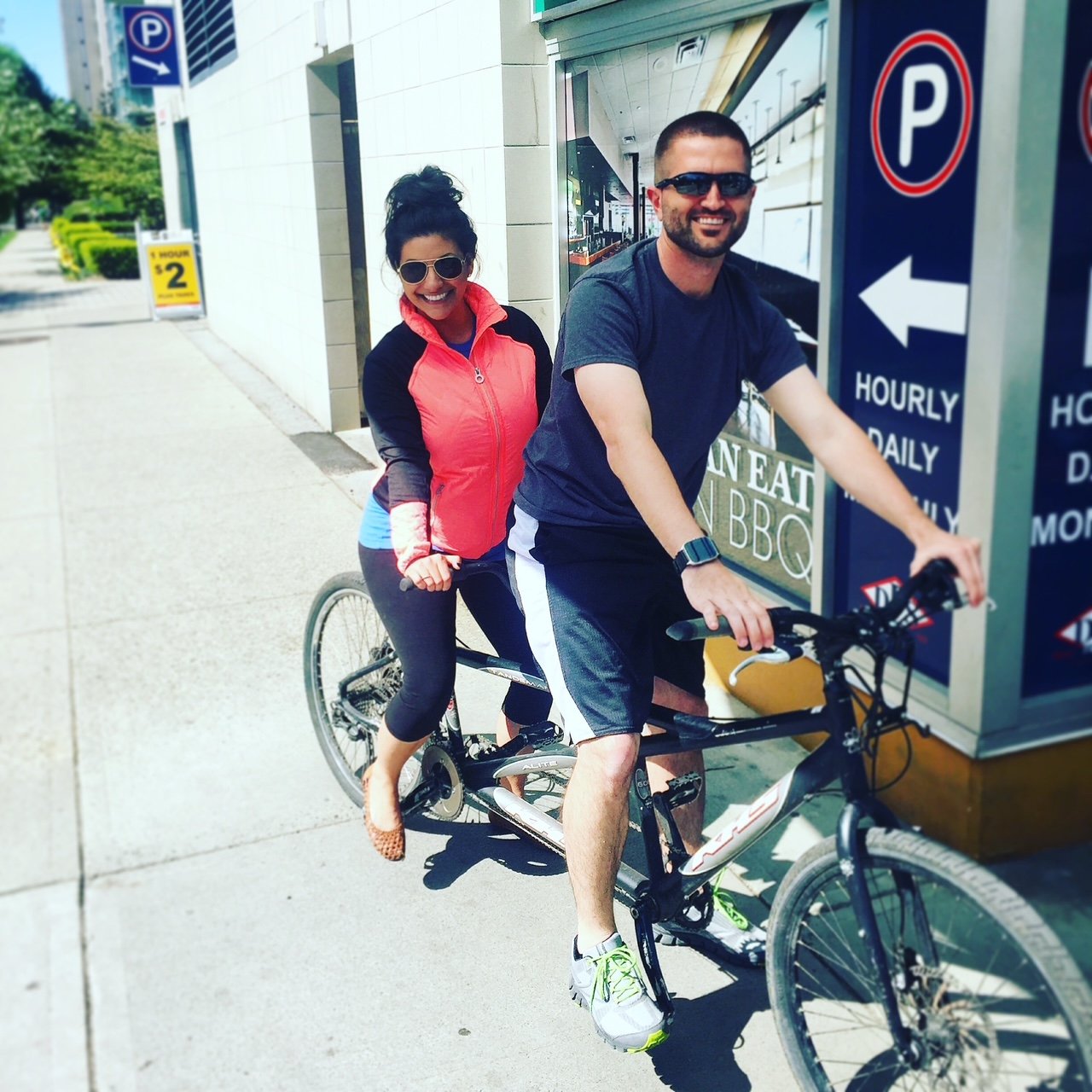 We rode tandem through Stanley Park in Vancouver.
