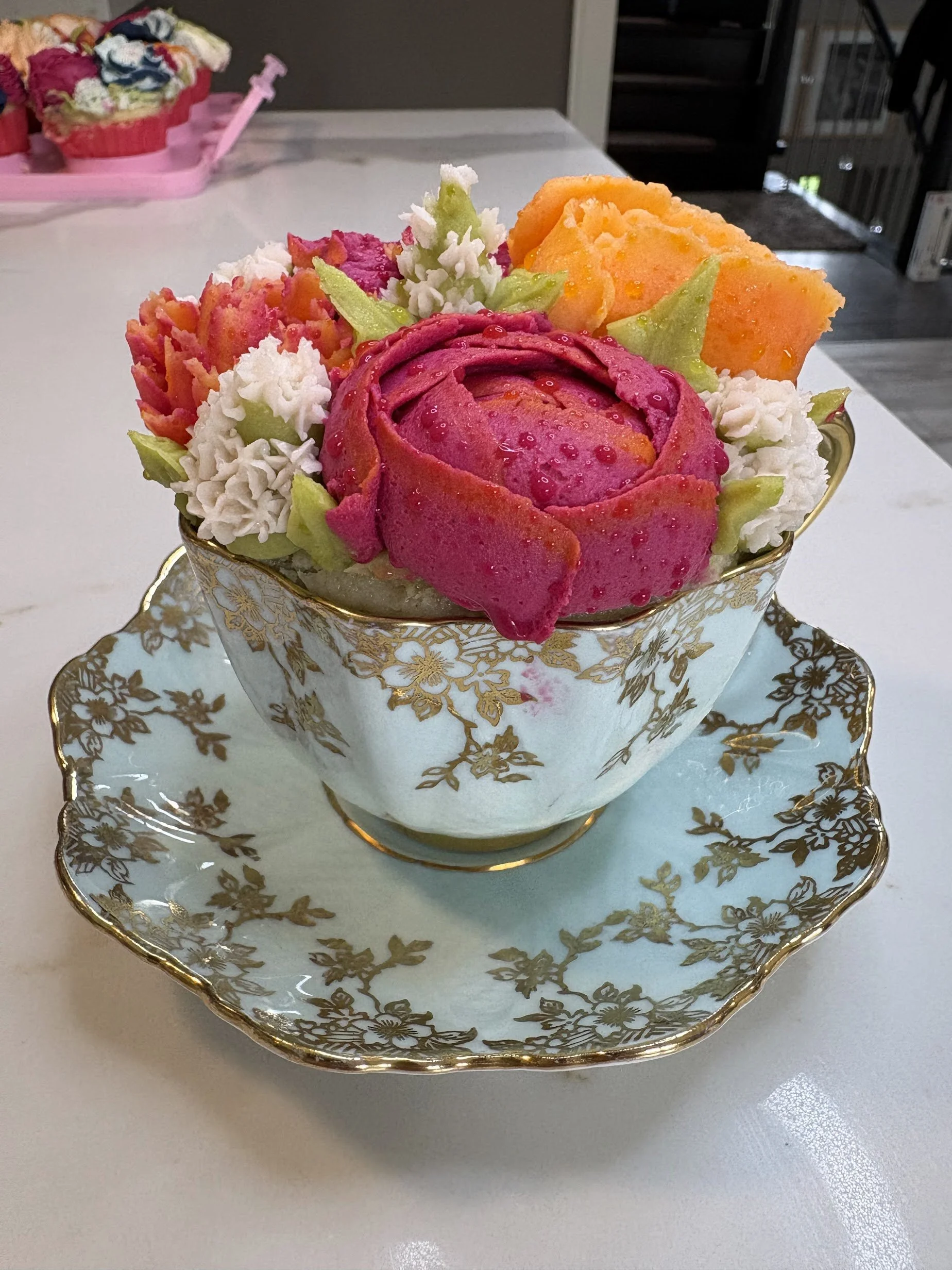 Individual Cupcake Garden in Vintage China Teacup