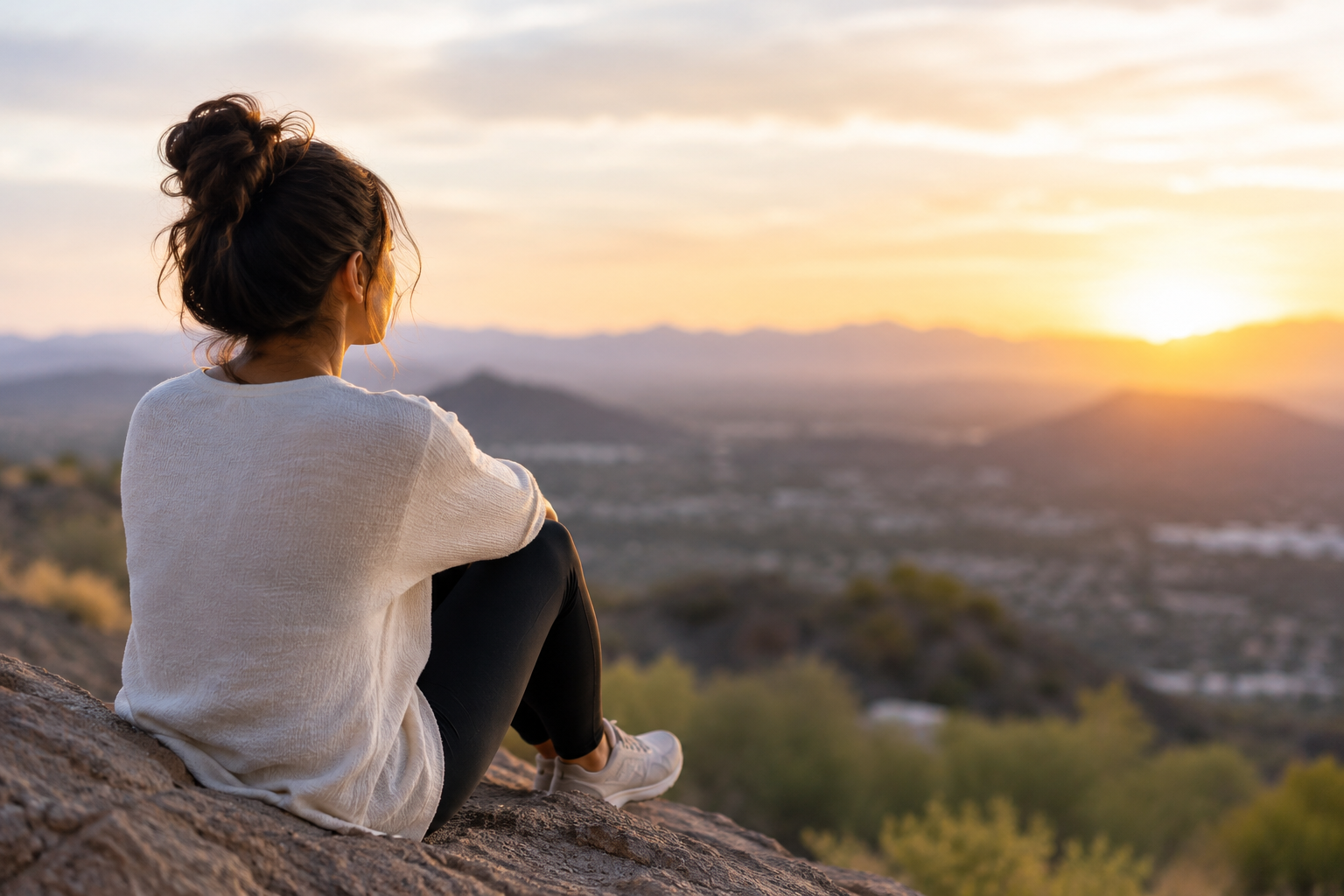 Adult reflecting outdoors, illustrating acceptance, psychological flexibility, and Acceptance and Commitment Therapy (ACT).