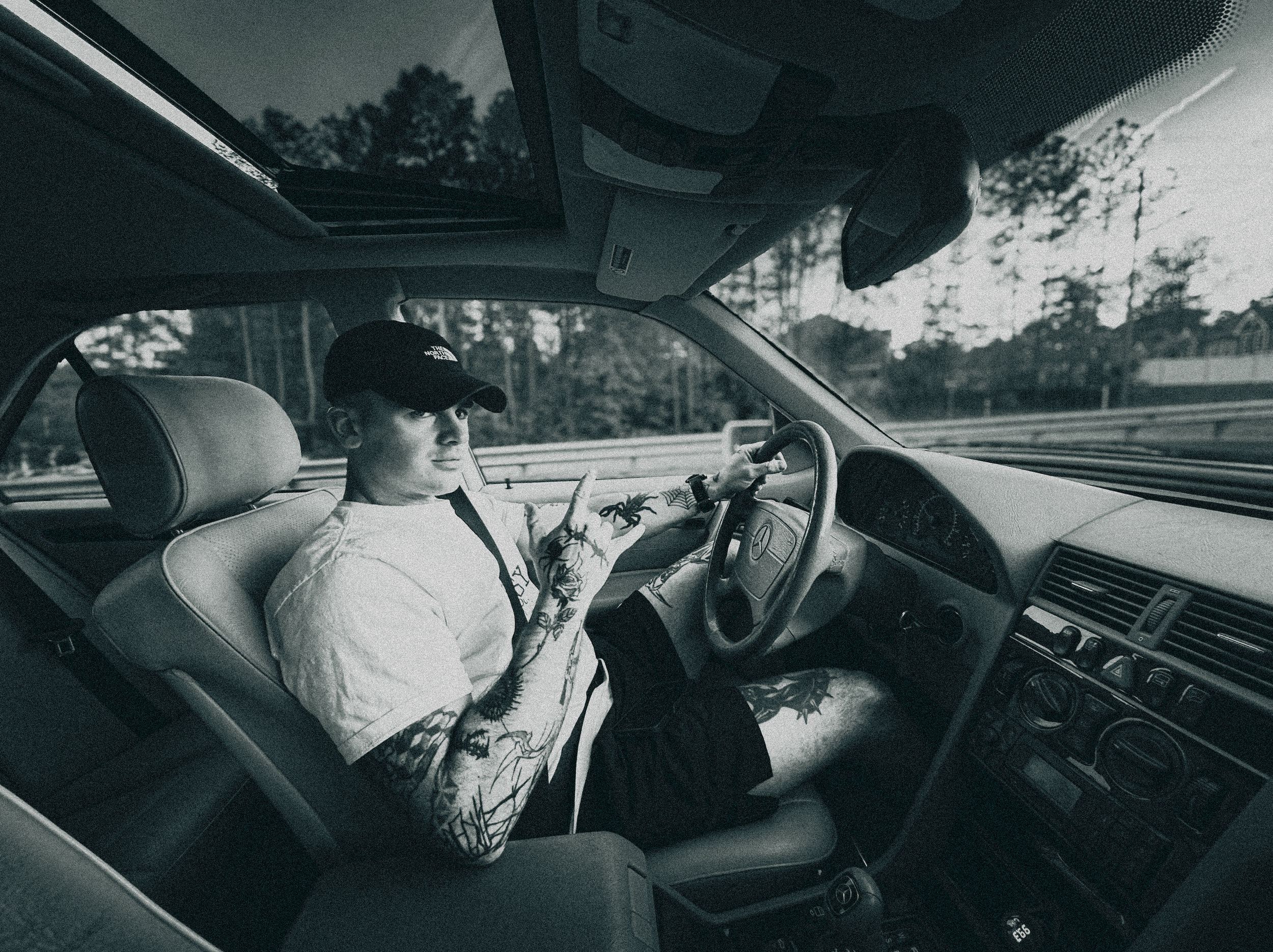 My buddy drives his 90s Mercedes-Benz C-Class in North Carolina. Edited for a gritty mag aesthetic that I love. 