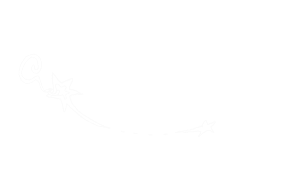 A white chalk-like drawing of a shooting star with a trail, set against a black background.