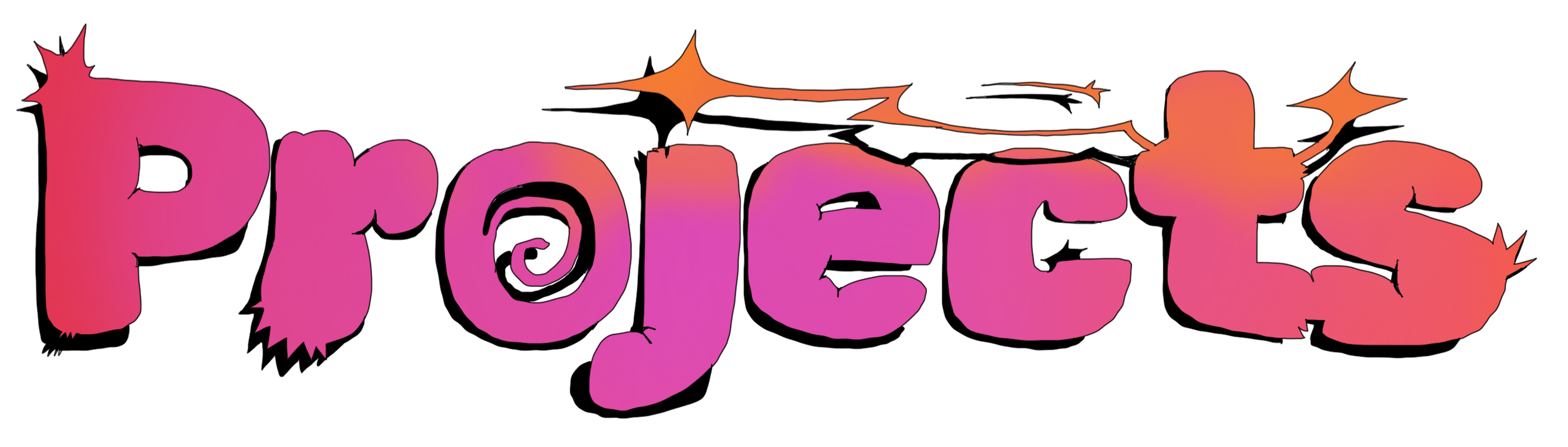 Colorful logo of the word 'Projects' with a gradient pink to orange color against a black background.