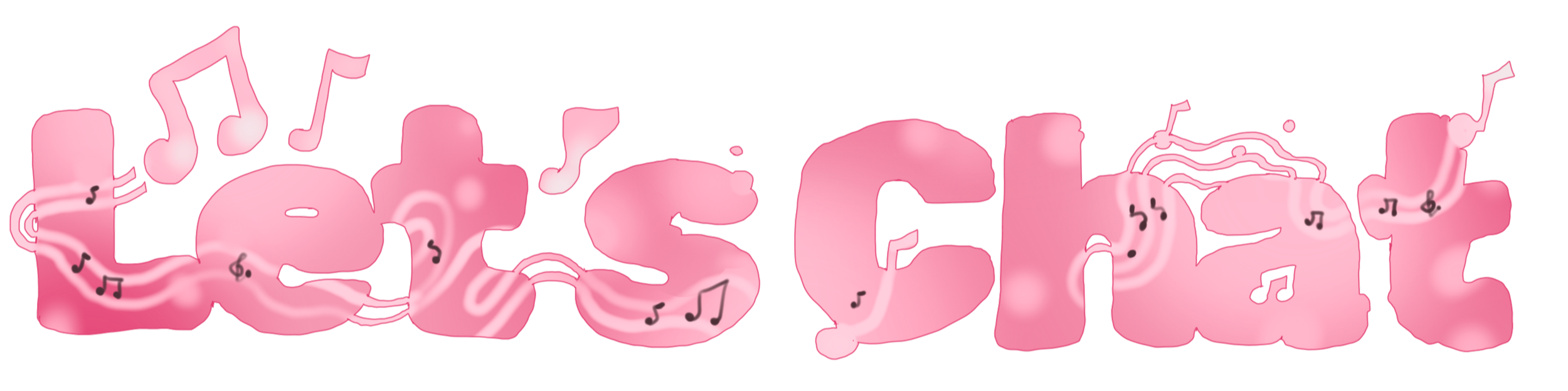 Pink animated text that spells 'Music' with musical notes surrounding it.