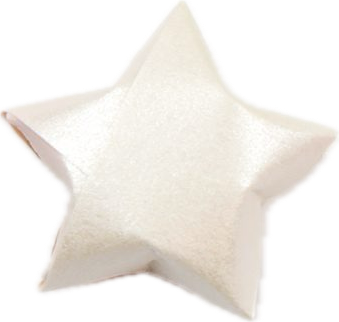 Star-shaped bath bomb with a white, textured surface.