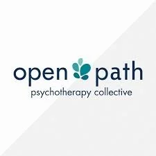 Open Path Psychotherapy Collective logo with a teal paw print and text on a white background.