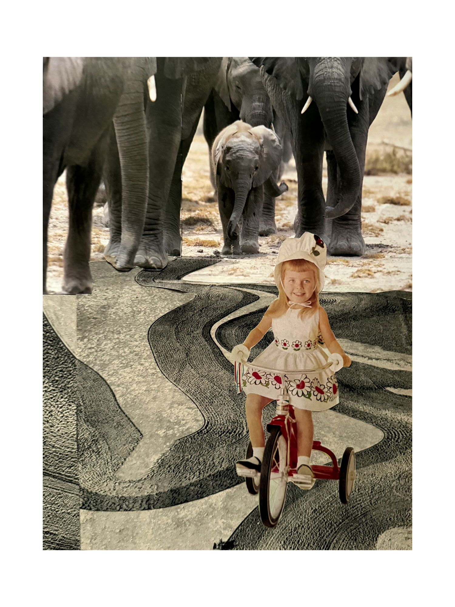 follow the leader ; collage art print