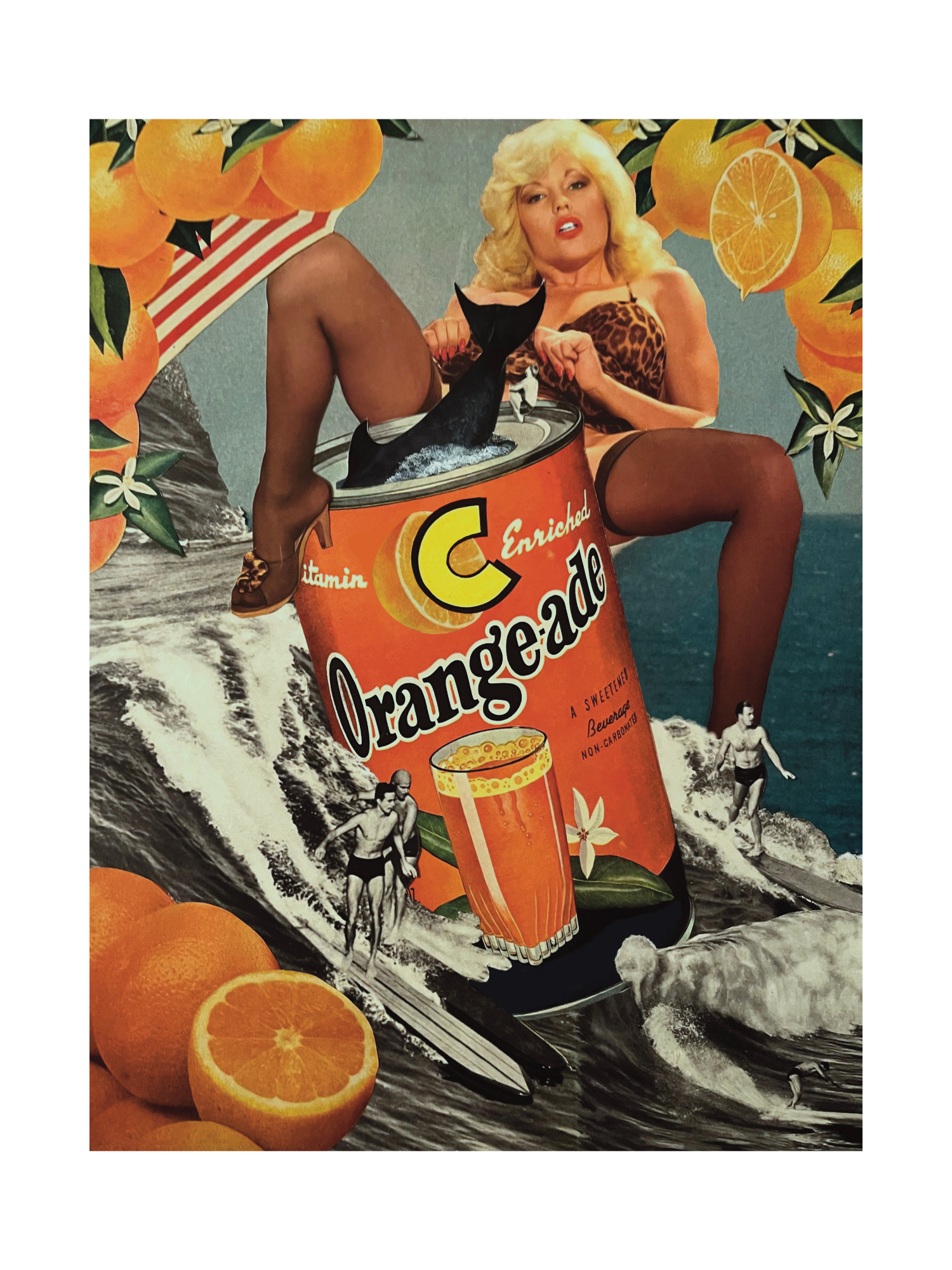 orange crush ; collage art print