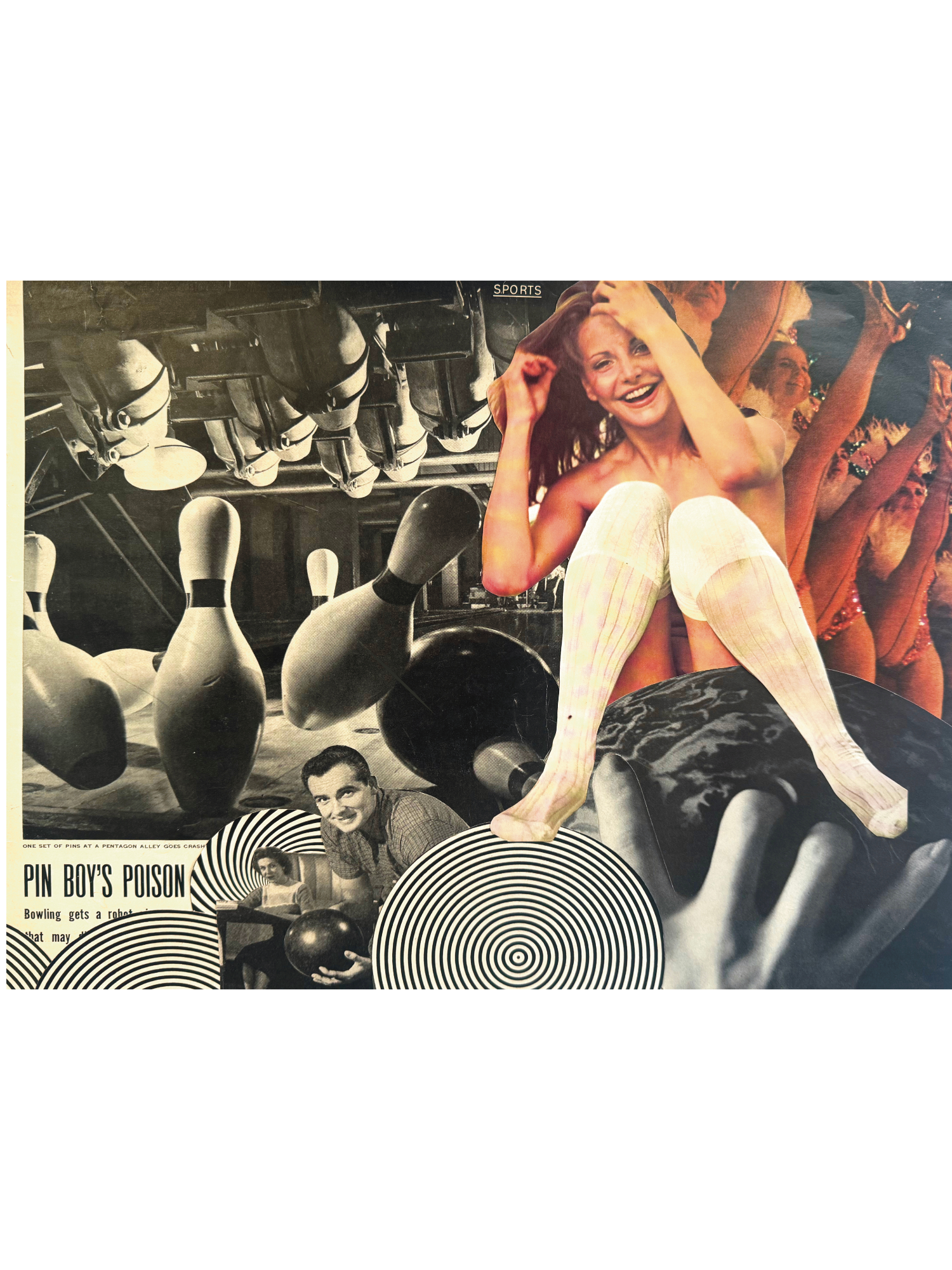 bowling babe ; collage art print