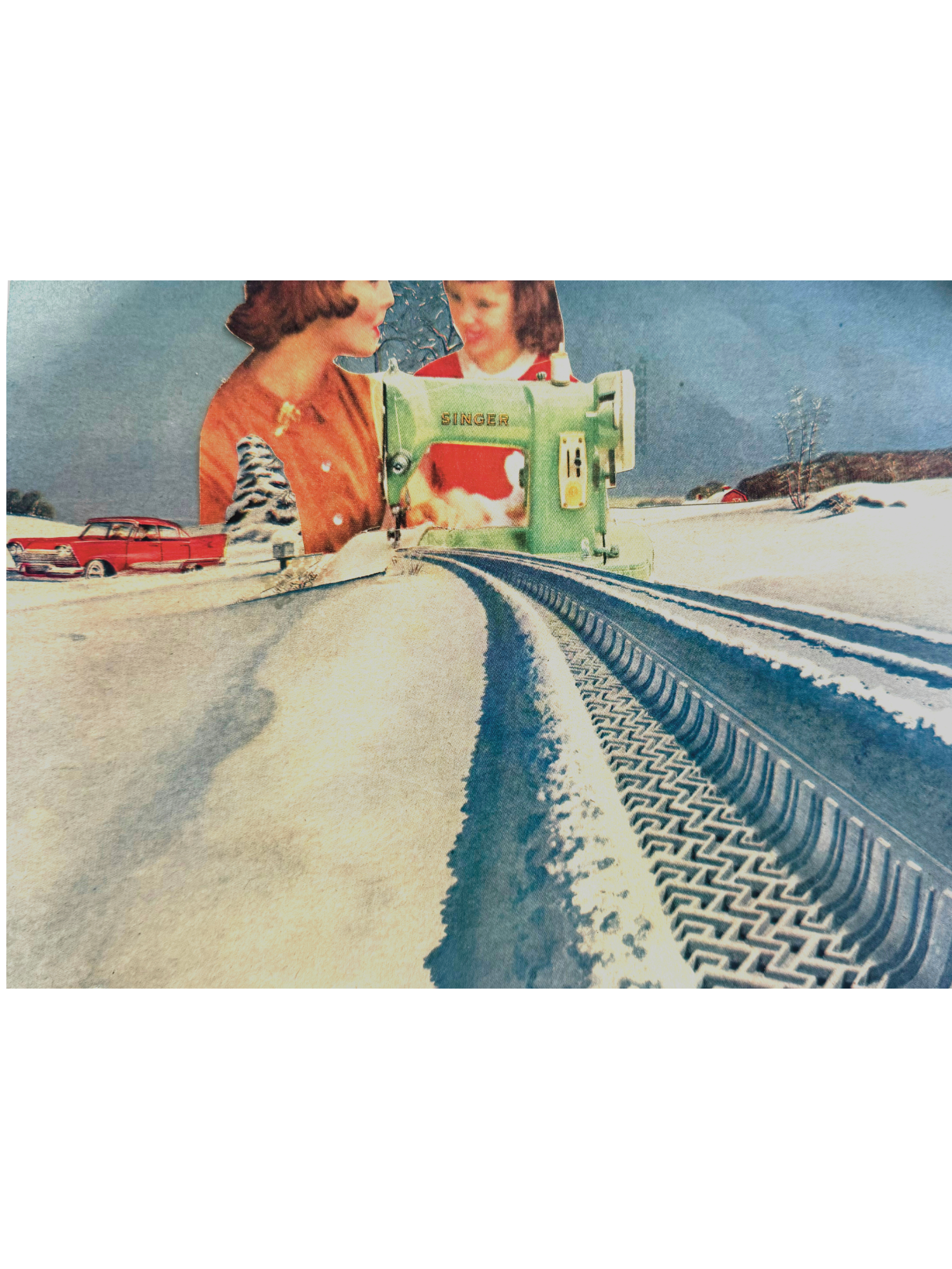sew tires ; collage art print