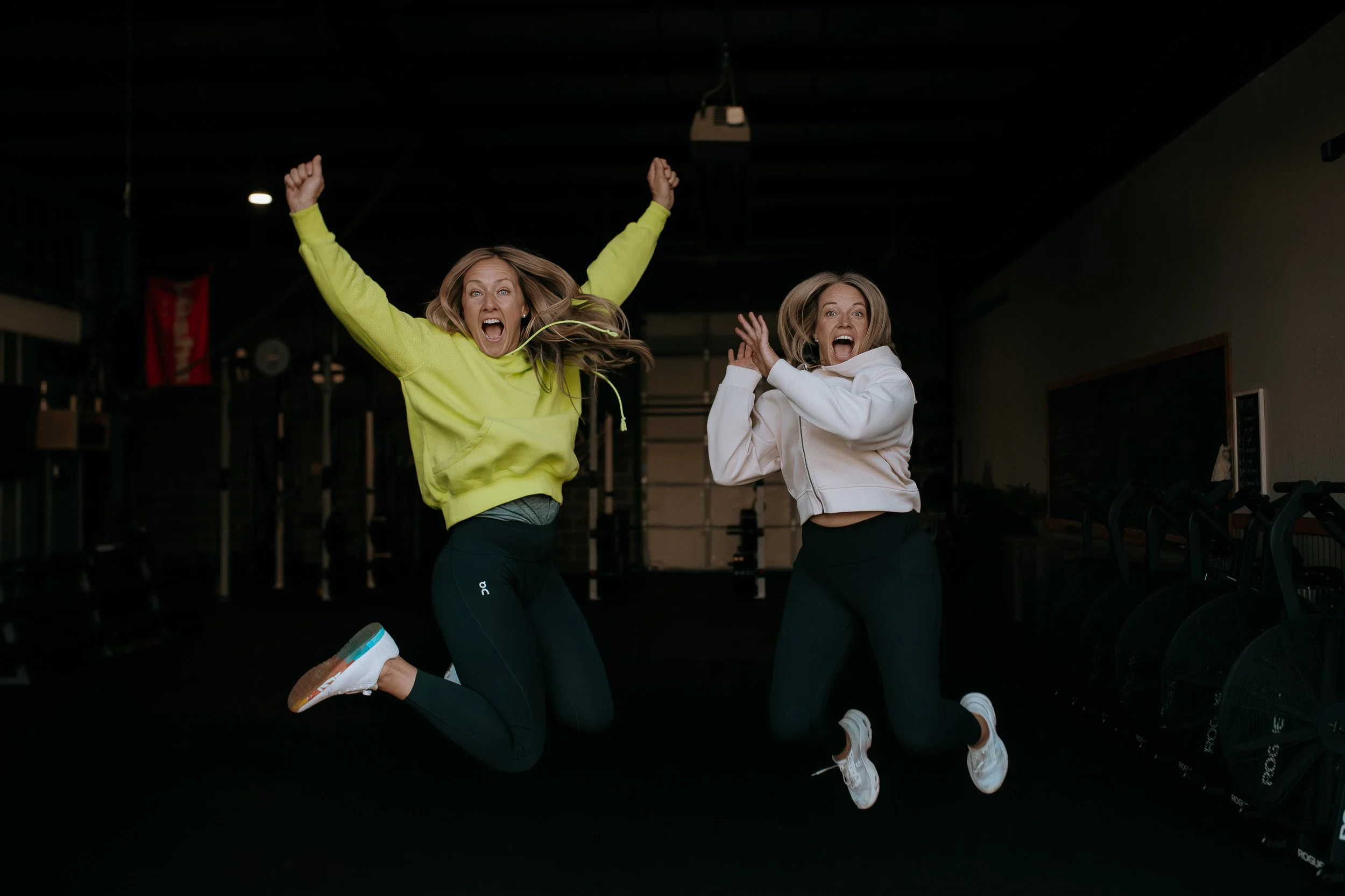 Lu and Shantell of Dropgym jumping with excitement.
