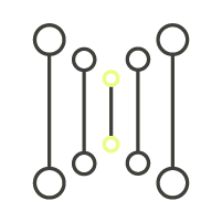 Illustration showing interconnected nodes and lines, resembling barbels representing strength.