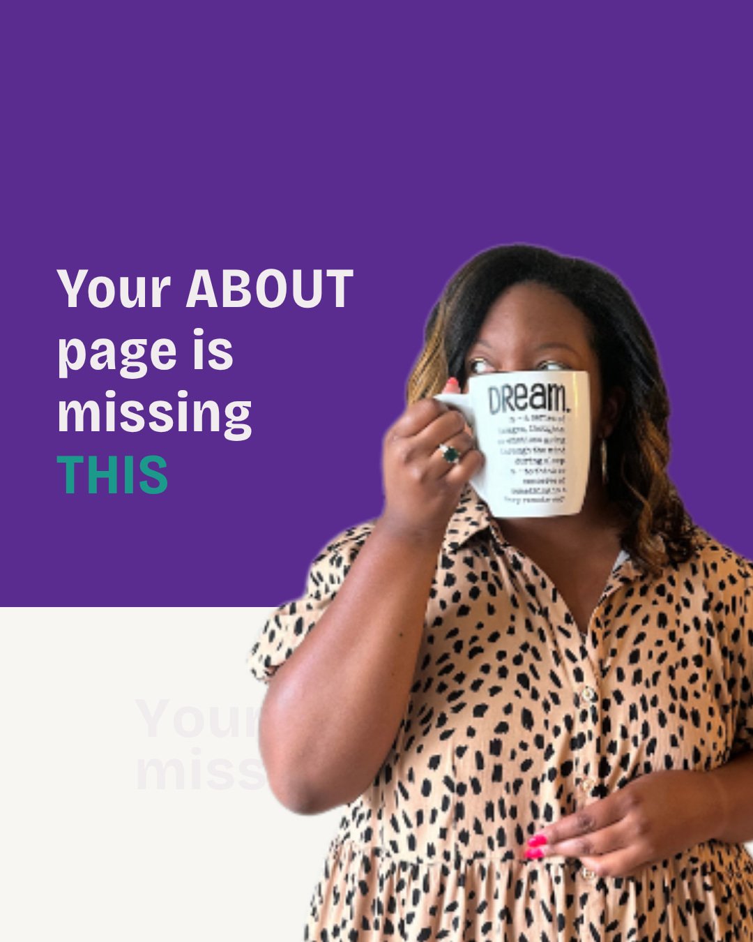 Your About page is missing what your ideal client is actually looking for.

They want to know:
✔️ How you help them
✔️ What changes for them because of it

Lead with that. Show them what's in it for them.

Then you can tell them about your plant babi