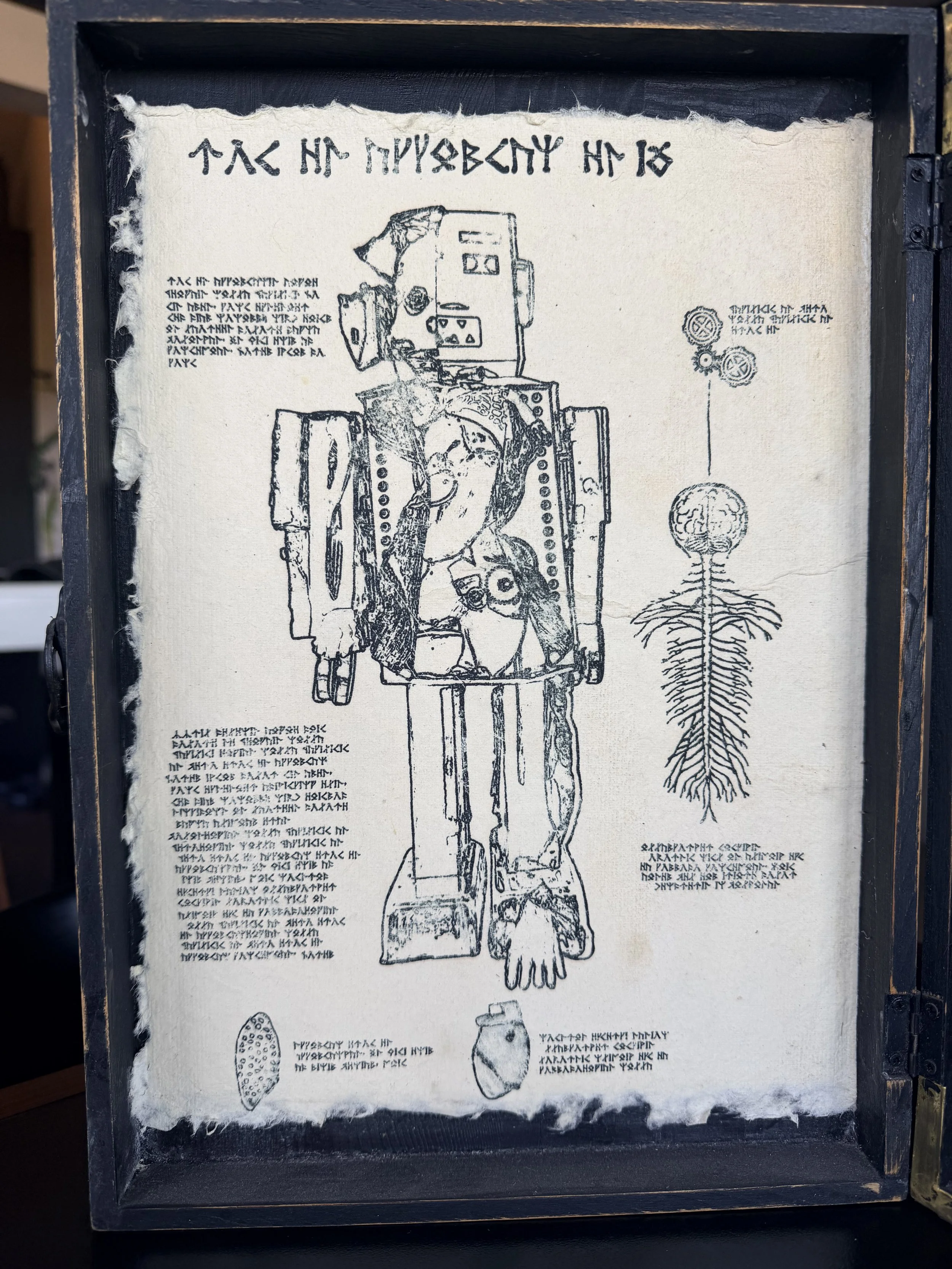An illustration of a human body with labeled internal organs, surrounded by handwritten notes and symbols, with some scientific or medical annotations.