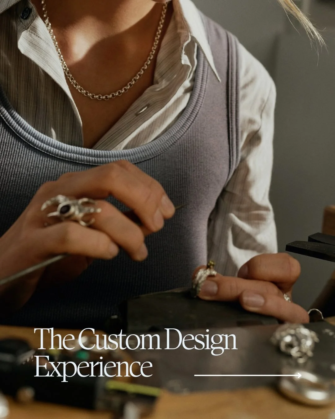 A custom piece should feel as meaningful as the moment it&rsquo;s made for. ✨

From our first conversation to the final reveal, you&rsquo;ll work directly with me: no sales floor, no handoff, just a personal, one-on-one process built around you. Swip